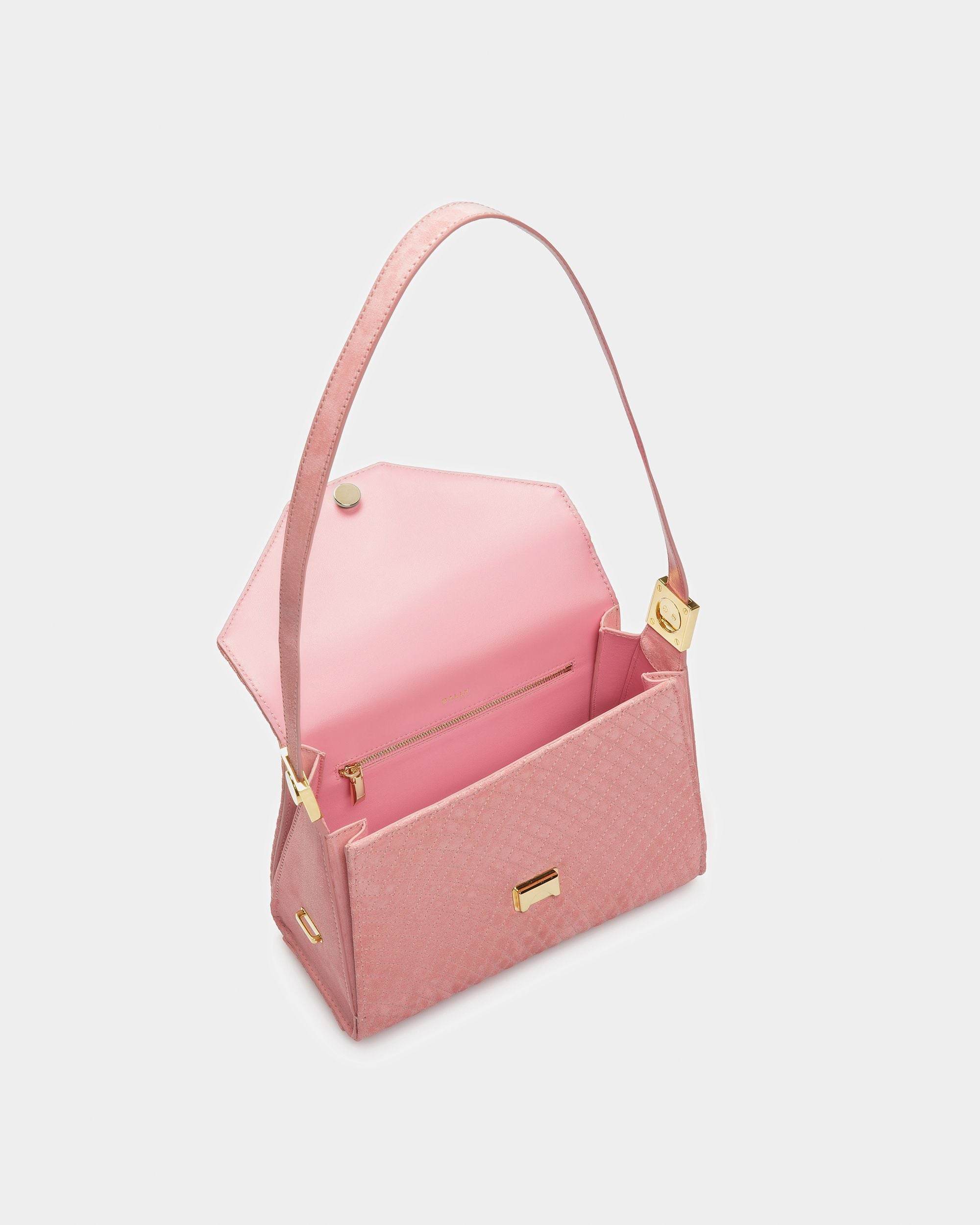 Emblem Henkeltasche Aus Gestepptem Veloursleder - Damen - Bally - 05