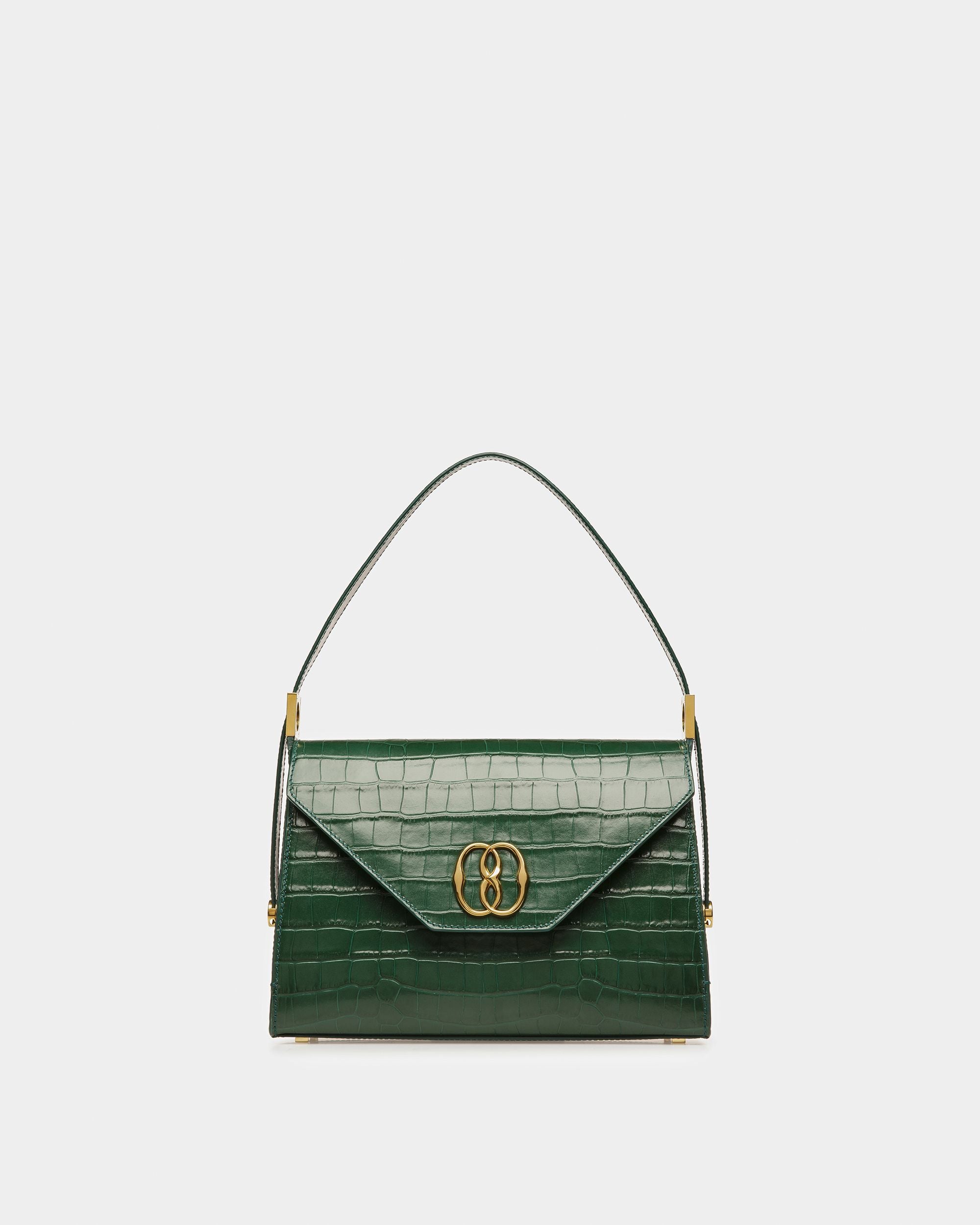 Emblem Schultertasche Aus Leder Mit Krokoprägung - Damen - Bally - 01