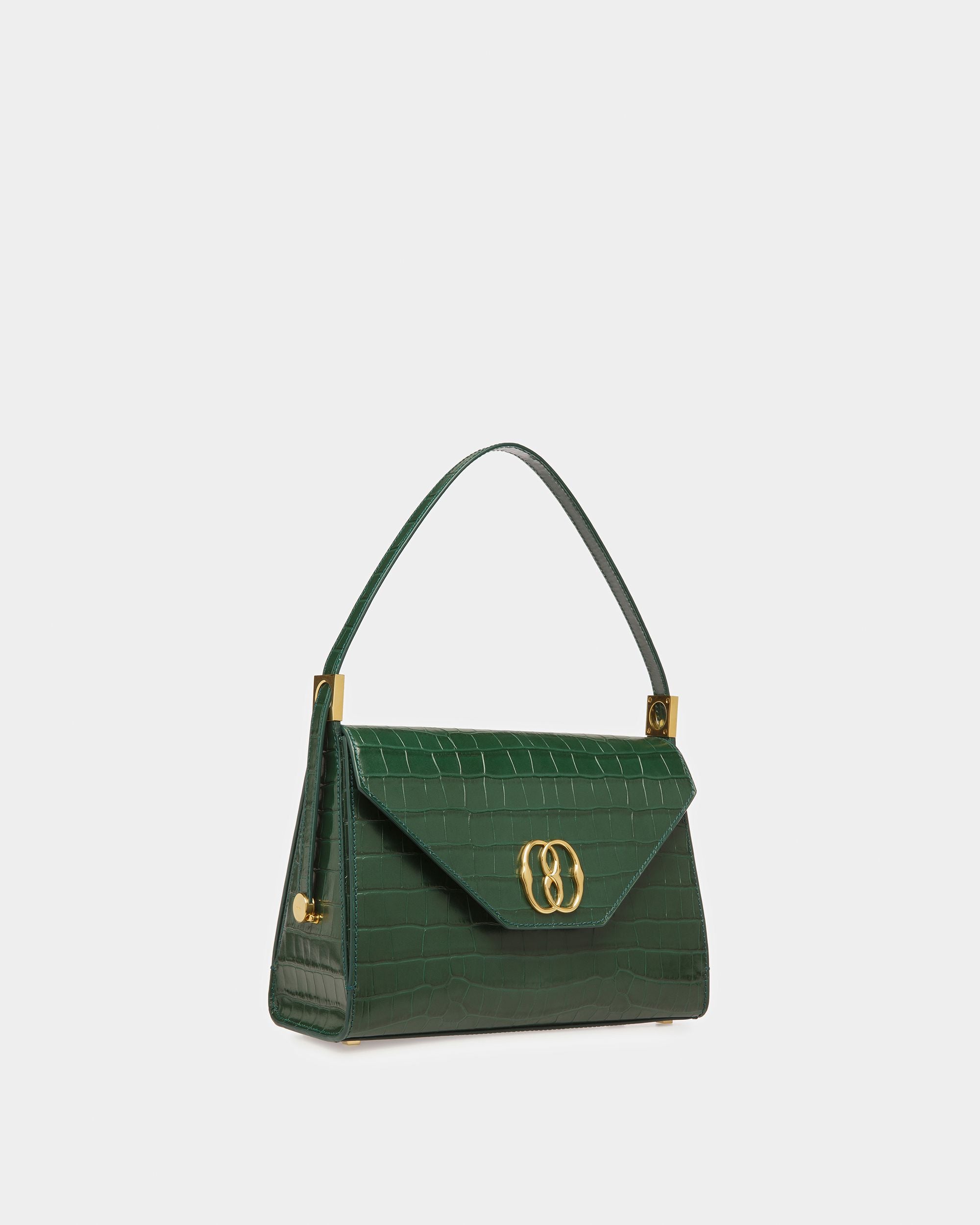 Emblem Schultertasche Aus Leder Mit Krokoprägung - Damen - Bally - 04