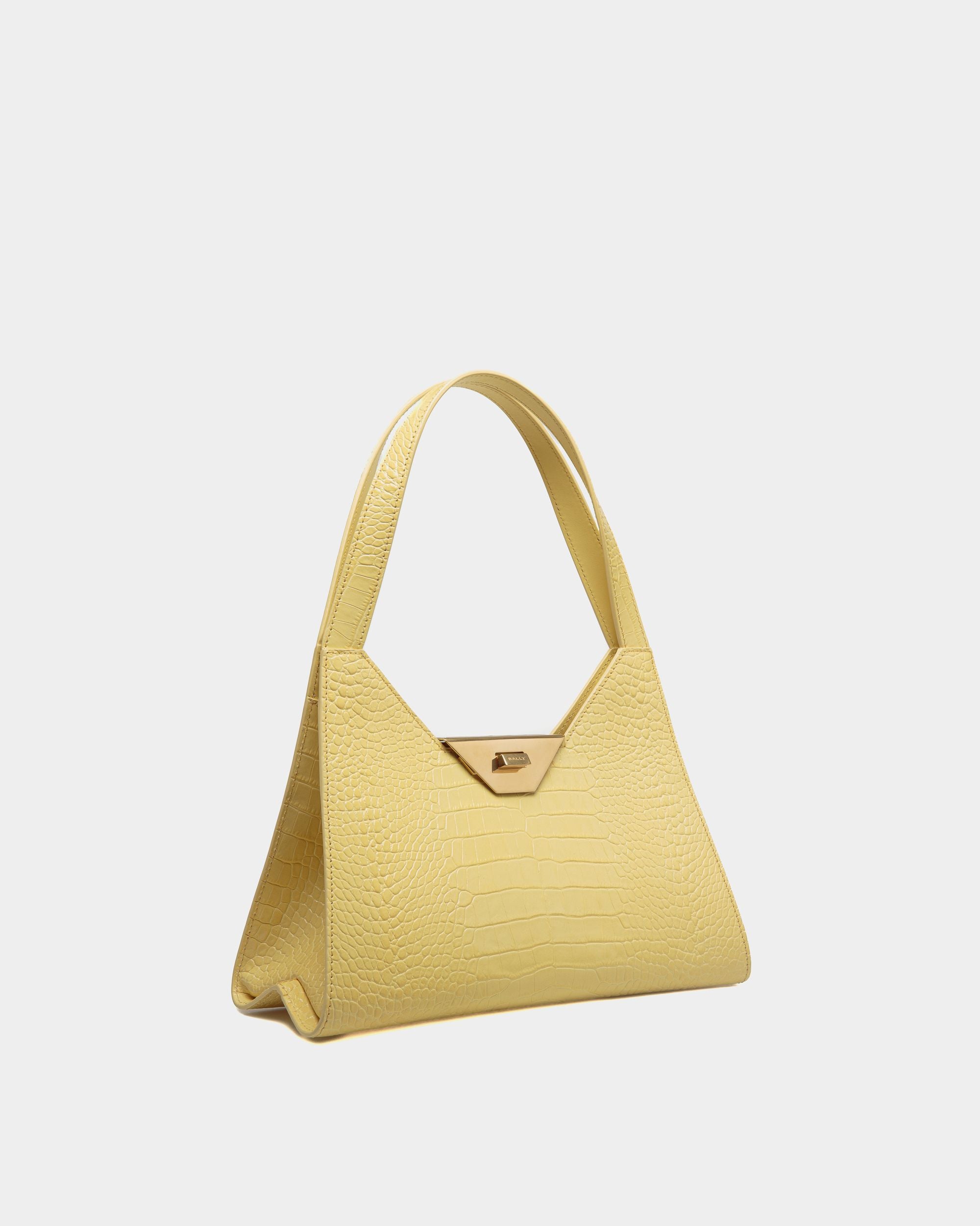 Tilt Schultertasche Aus Geprägtem Leder In Vanana Yellow - Damen - Bally - 03
