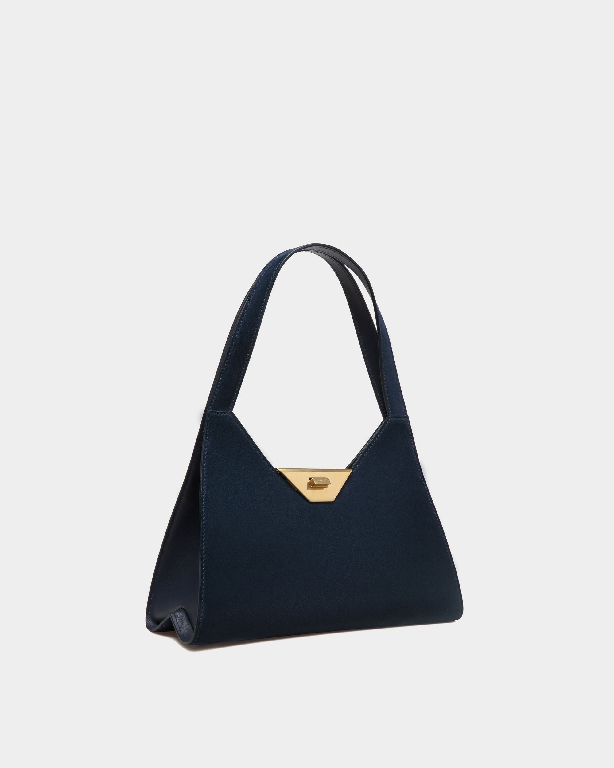 Tilt Schultertasche Aus Blauem Veloursleder - Damen - Bally - 03