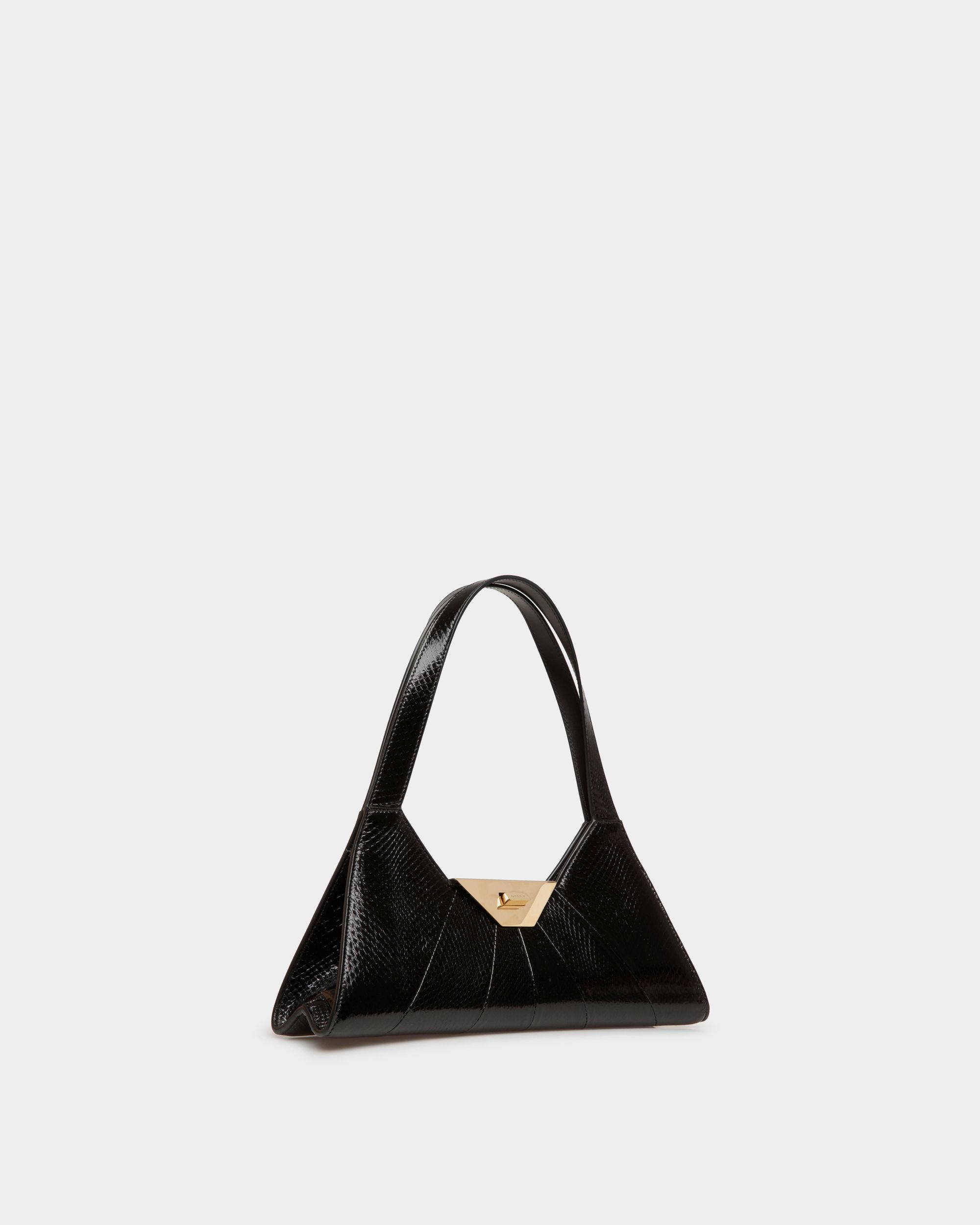 Tilt Schultertasche Aus Schwarzem Schlangenleder - Damen - Bally - 03