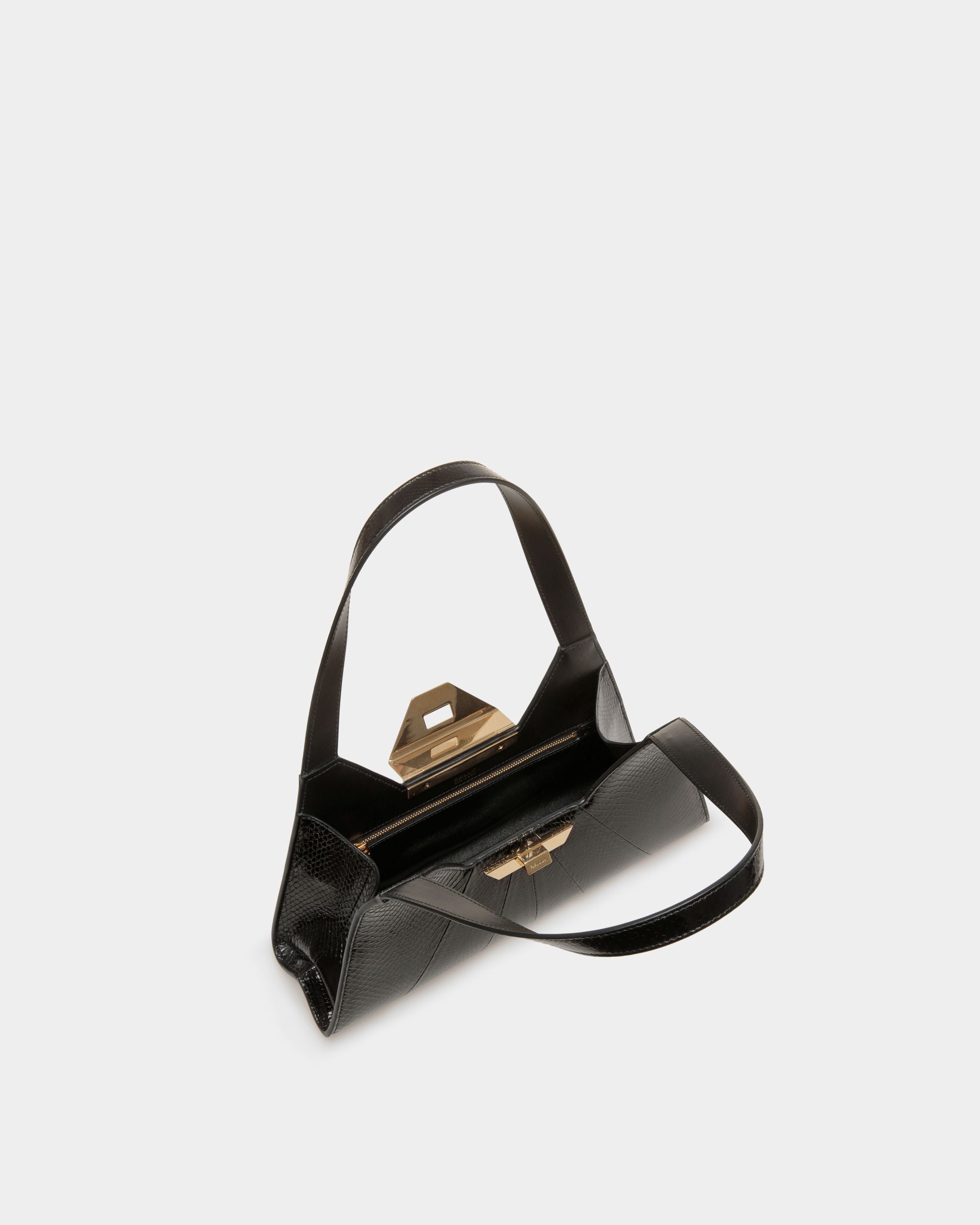 Tilt Schultertasche Aus Schwarzem Schlangenleder - Damen - Bally - 04