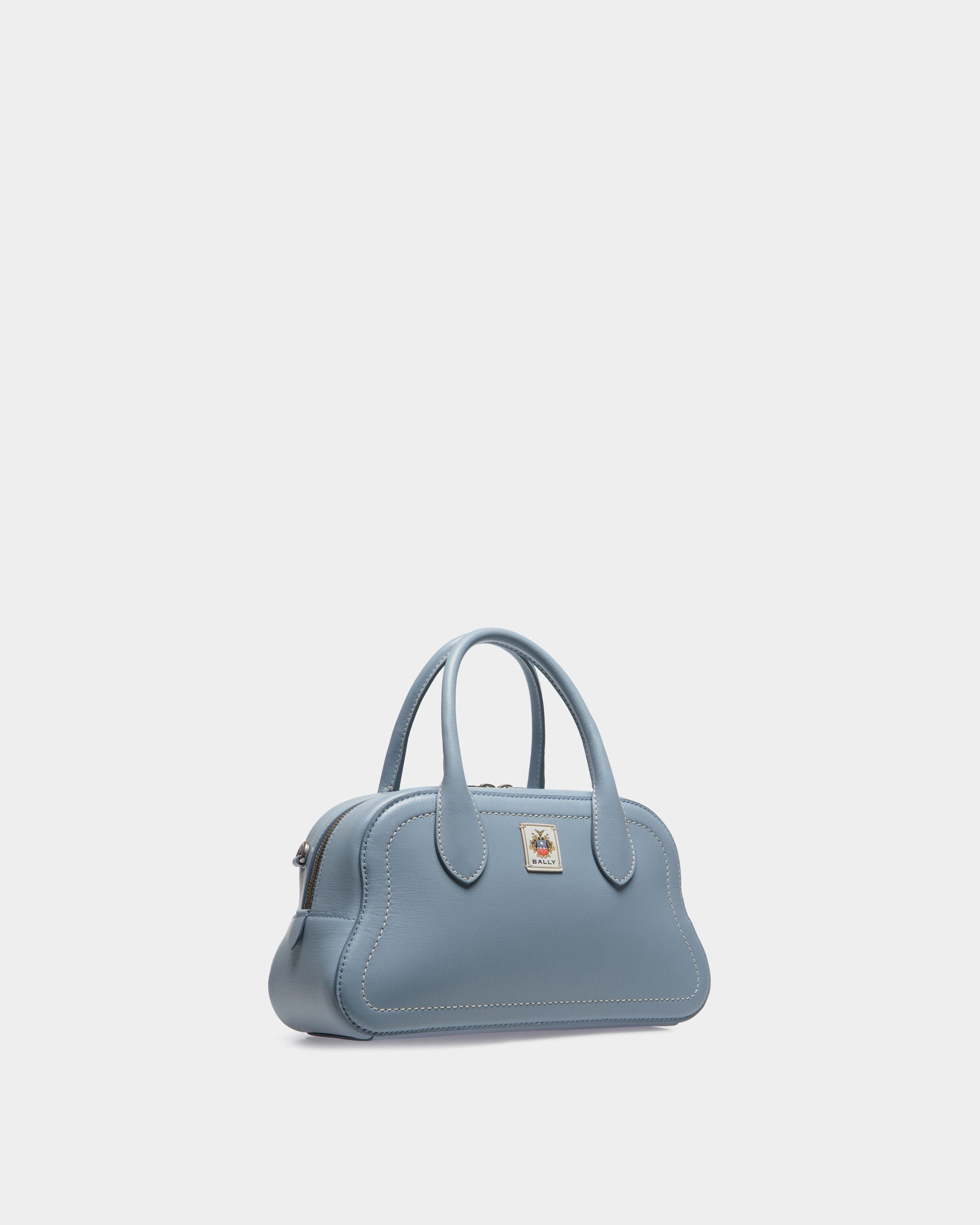Unda Henkeltasche Aus Genarbtem Leder In Light Blue - Damen - Bally - 04