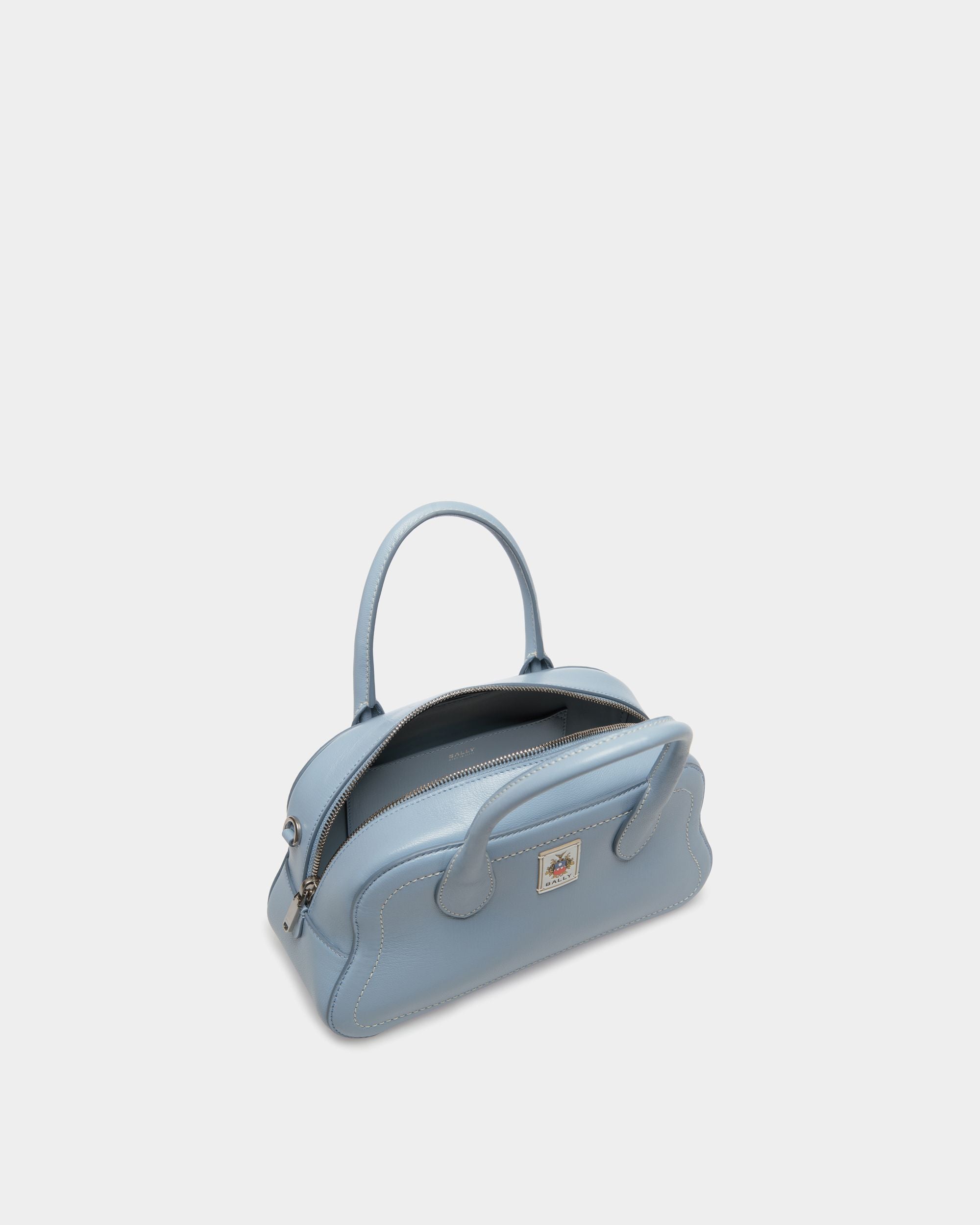 Unda Henkeltasche Aus Genarbtem Leder In Light Blue - Damen - Bally - 05
