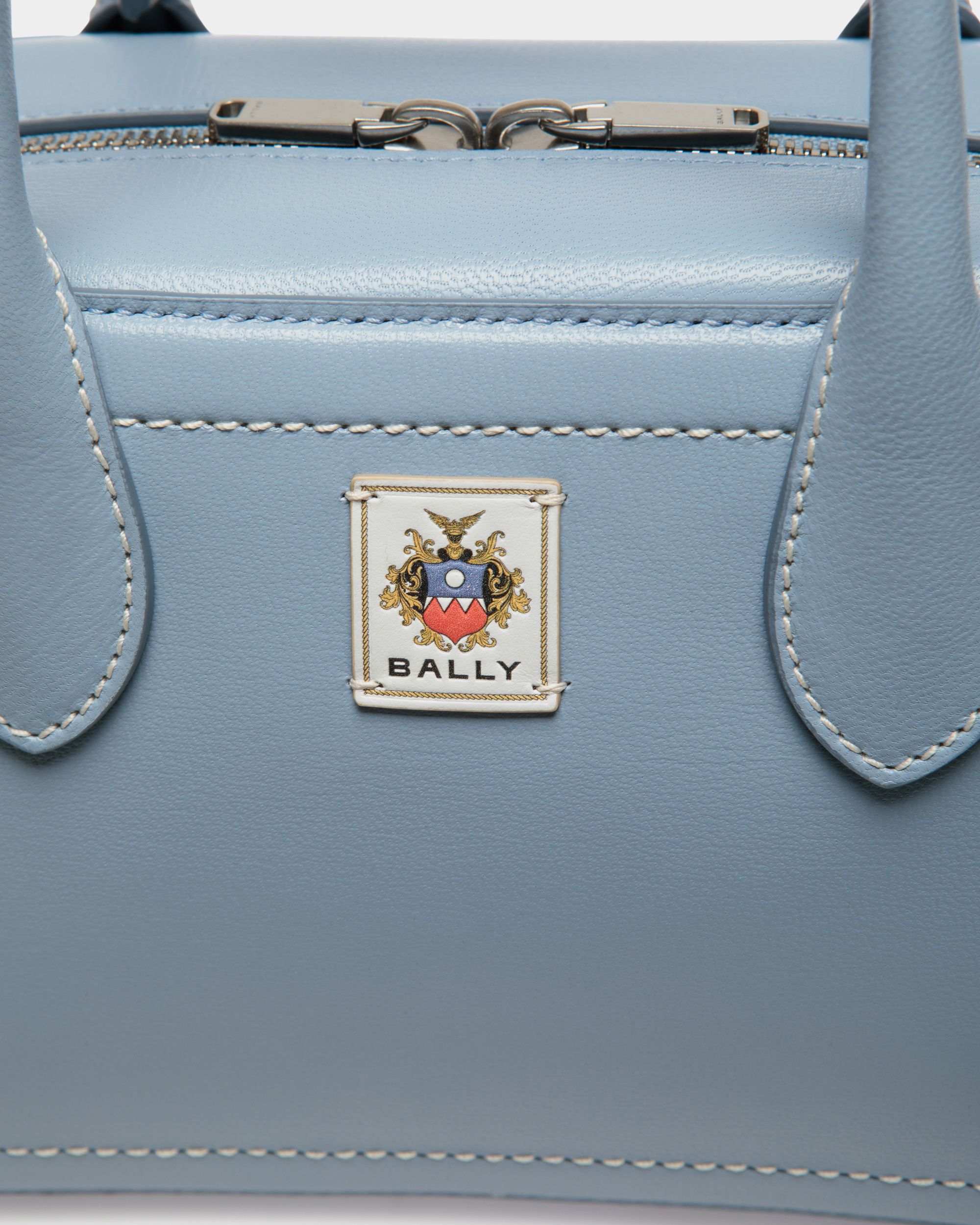 Unda Henkeltasche Aus Genarbtem Leder In Light Blue - Damen - Bally - 06