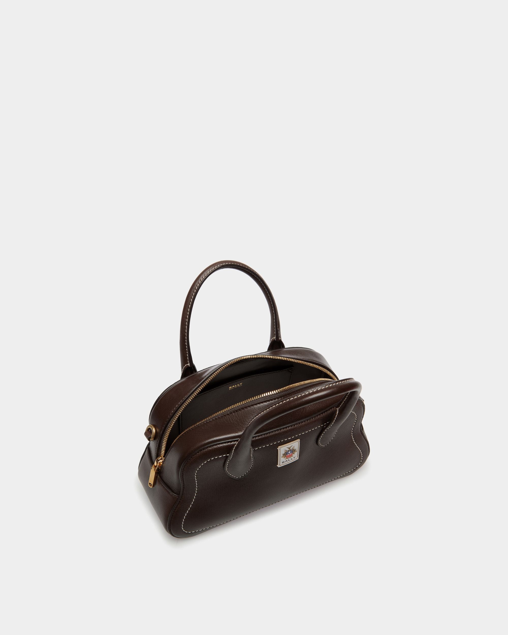 Unda Henkeltasche Aus Genarbtem Leder In Ebenholzschwarz - Damen - Bally - 05