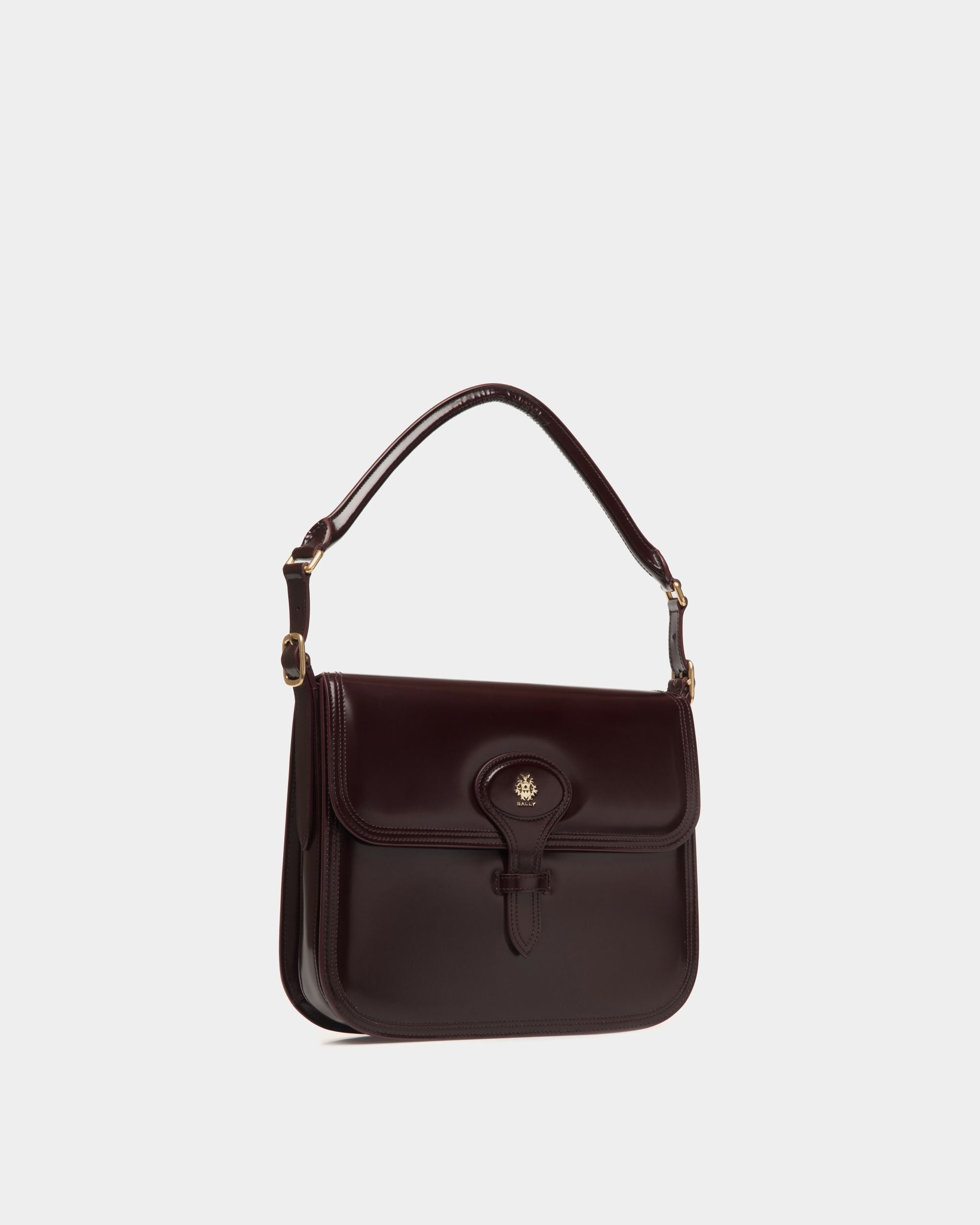 Beckett Schultertasche Aus Gebürstetem Leder In Dunklem Bordeaux - Damen - Bally - 03