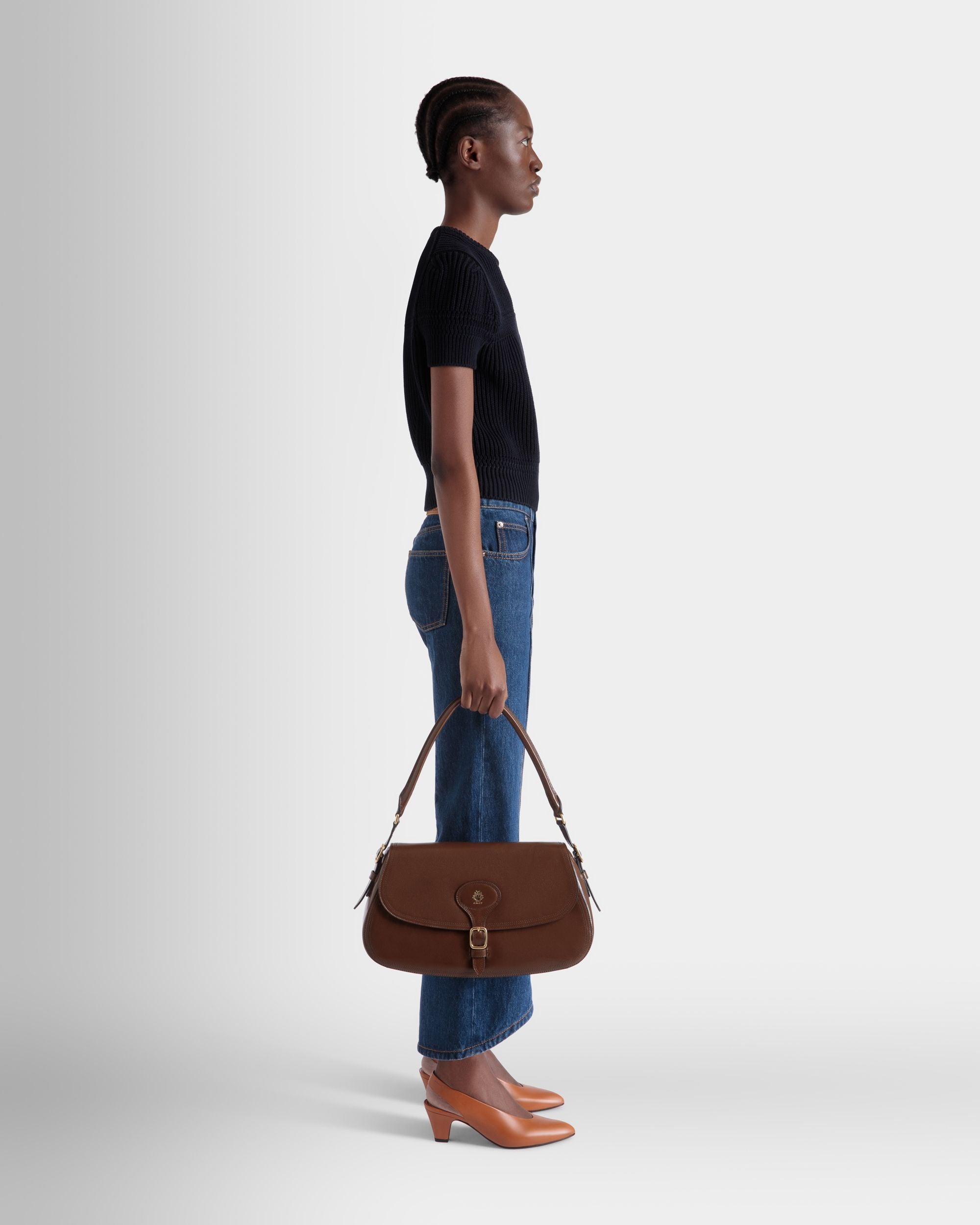 Beckett Schultertasche Aus Leder In Marron Glacé - Damen - Bally - 02