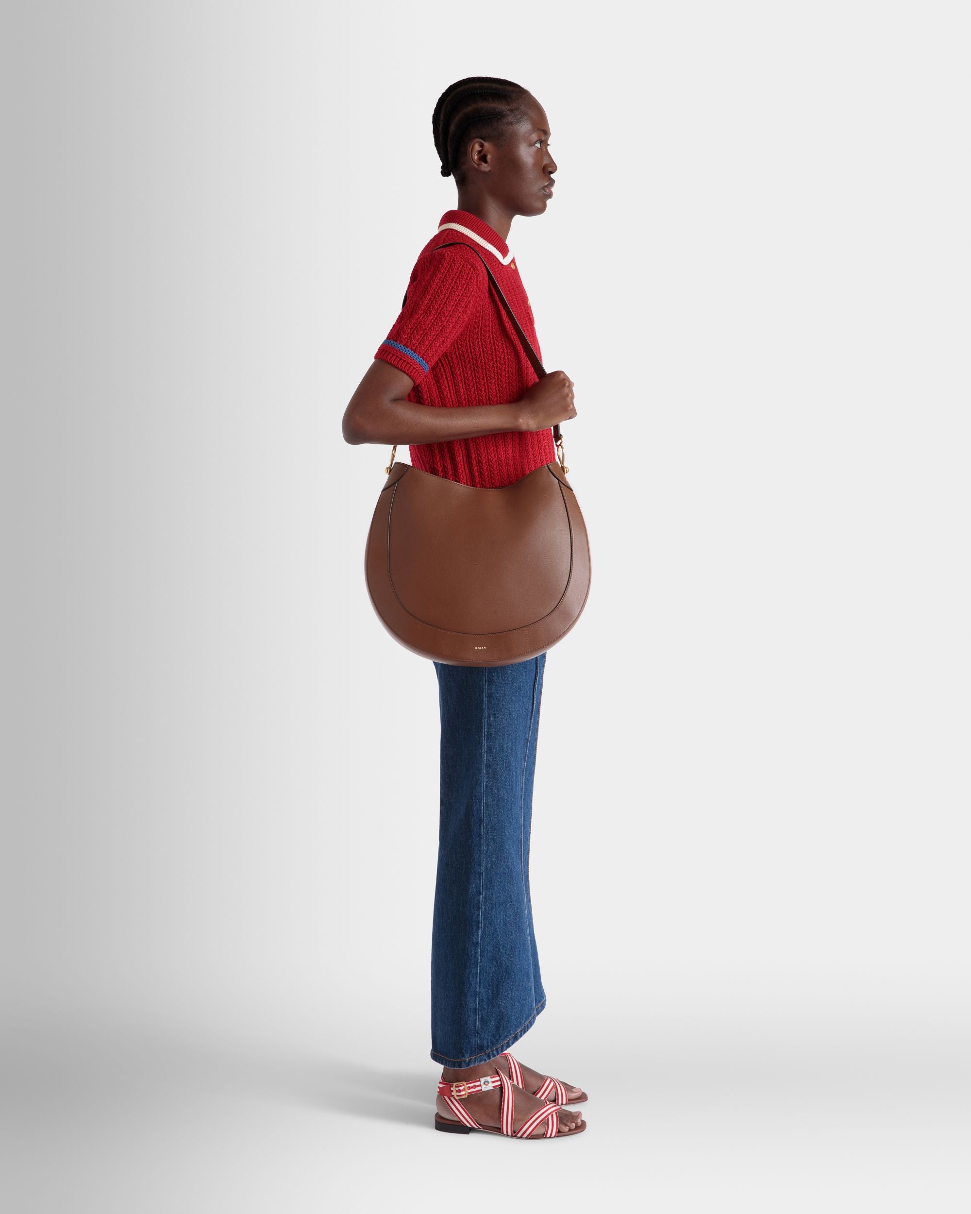 Hobo-Tasche Lune Aus Leder In Braun - Damen - Bally - 01