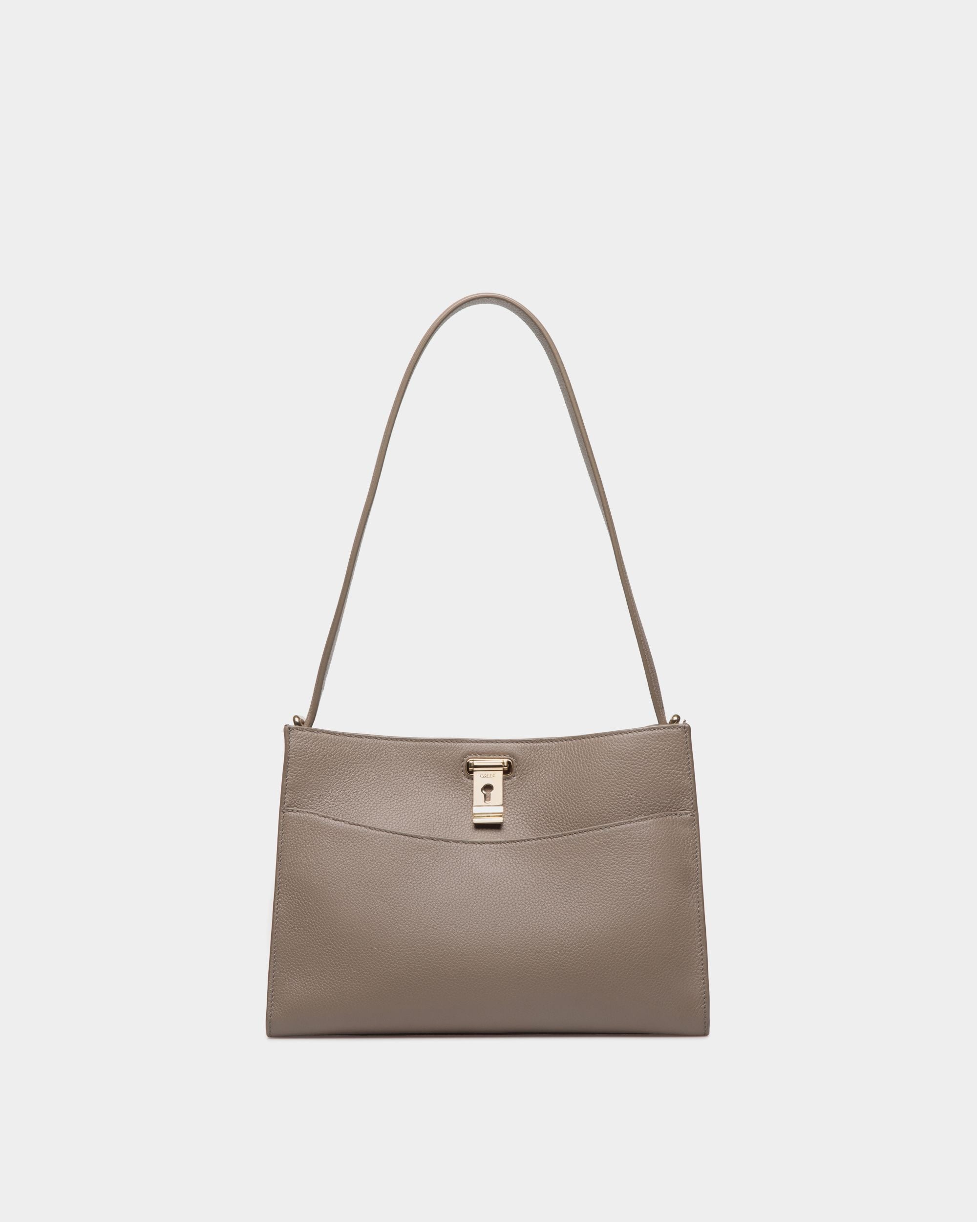 Lock Me Schultertasche Aus Genarbtem Leder In Taupe - Damen - Bally - 01
