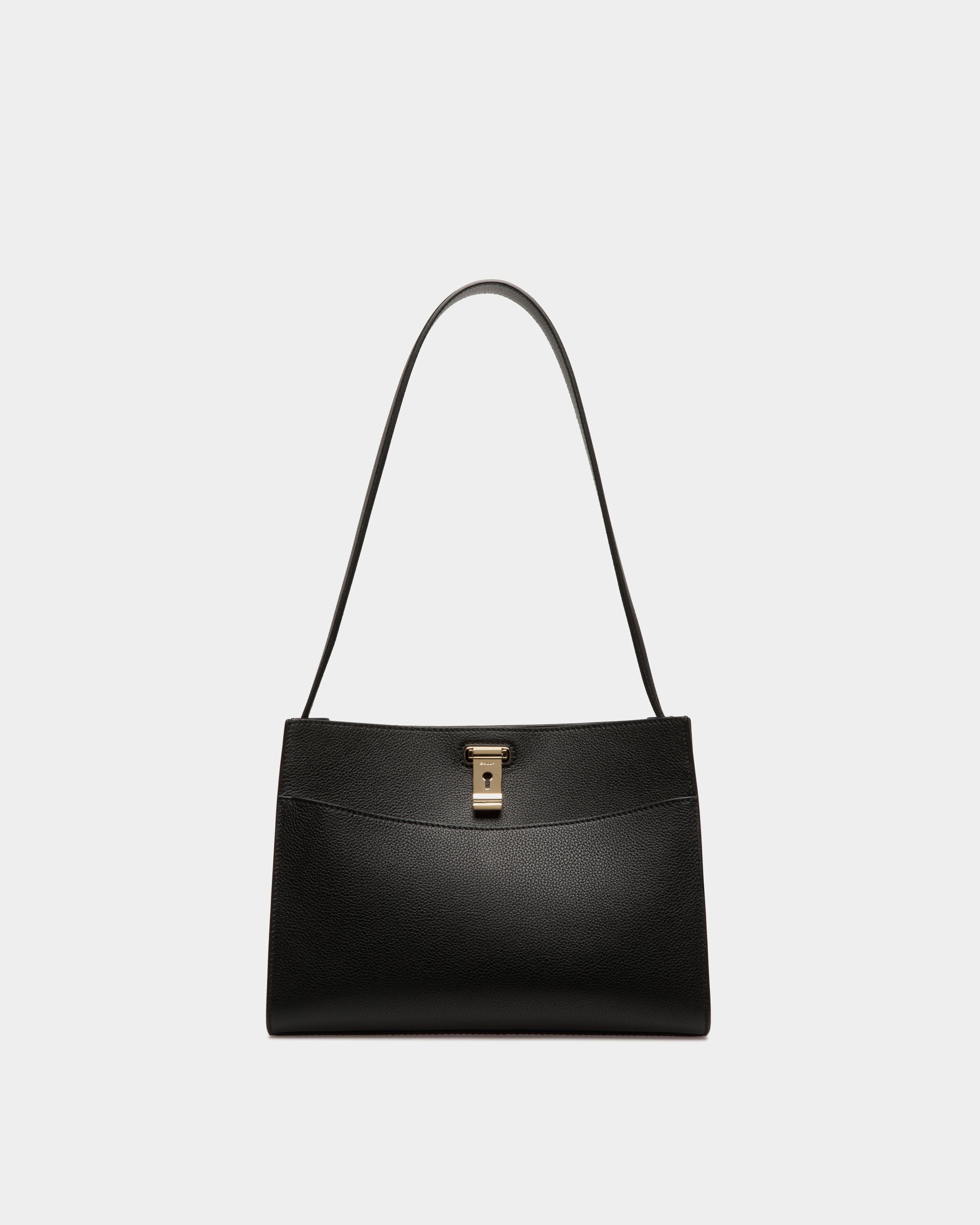 Lock Me Schultertasche Aus Genarbtem Leder In Schwarz - Damen - Bally - 01