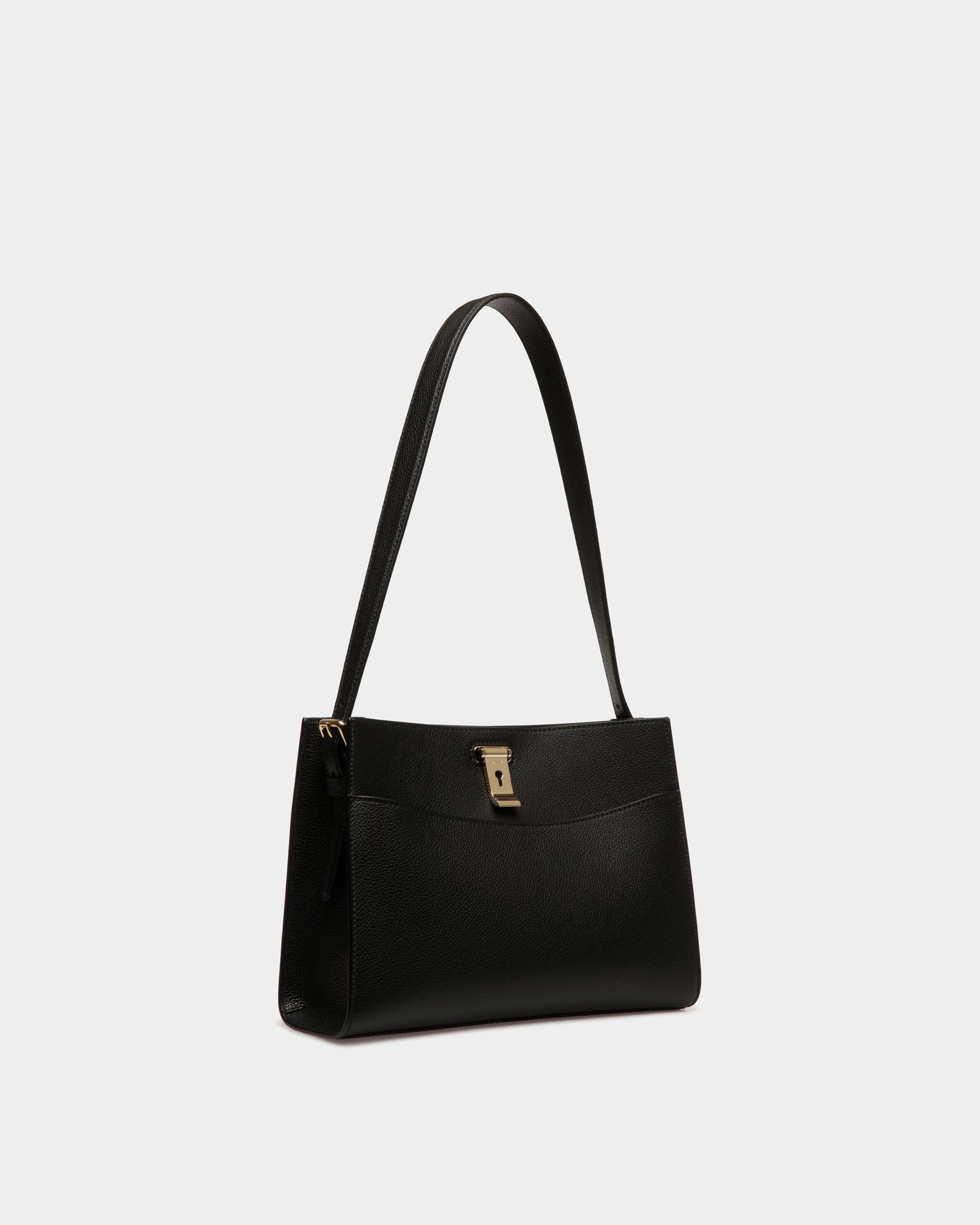 Lock Me Schultertasche Aus Genarbtem Leder In Schwarz - Damen - Bally - 04