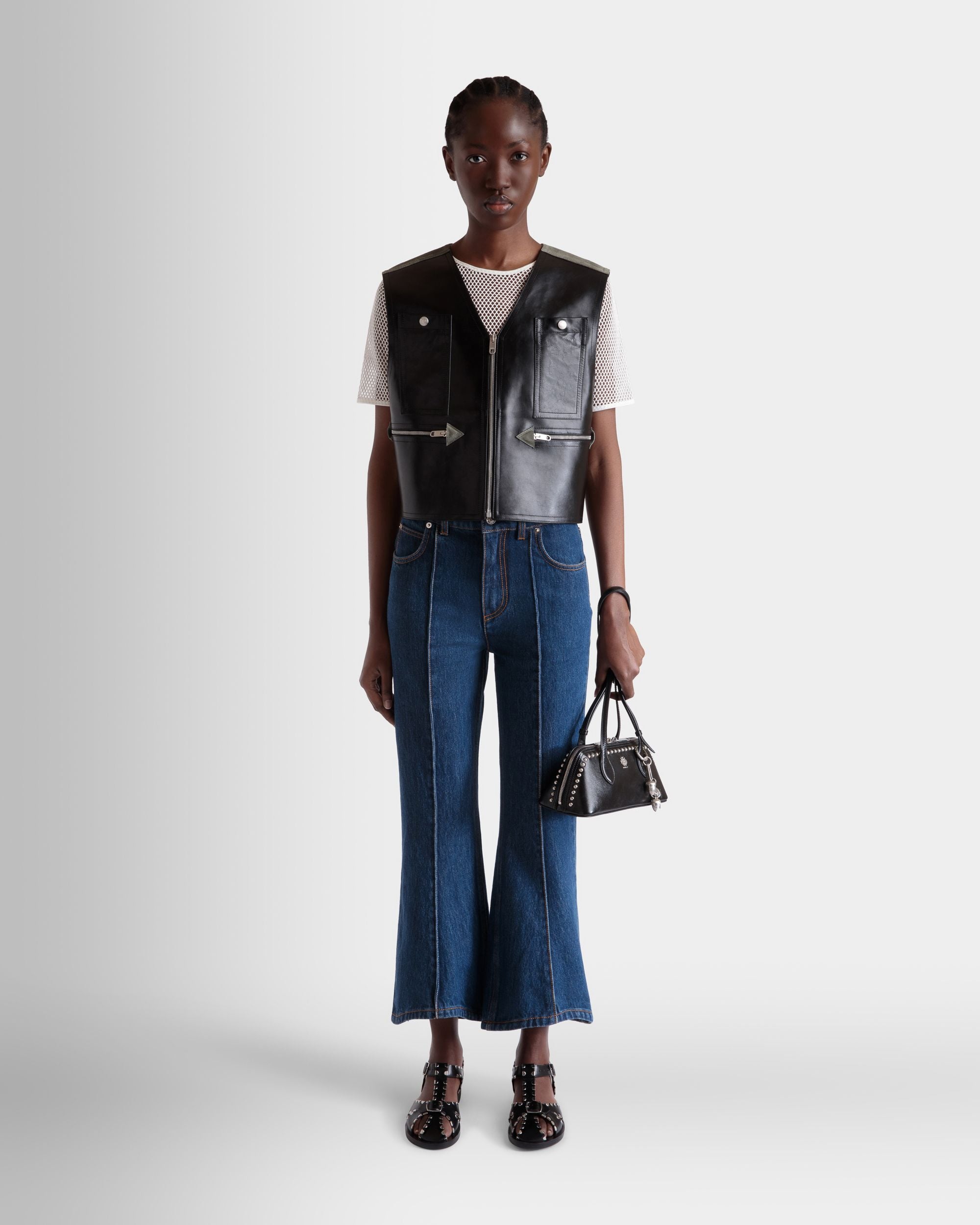 Ray Minitasche Aus Schwarzem Leder Mit Nieten - Damen - Bally - 02