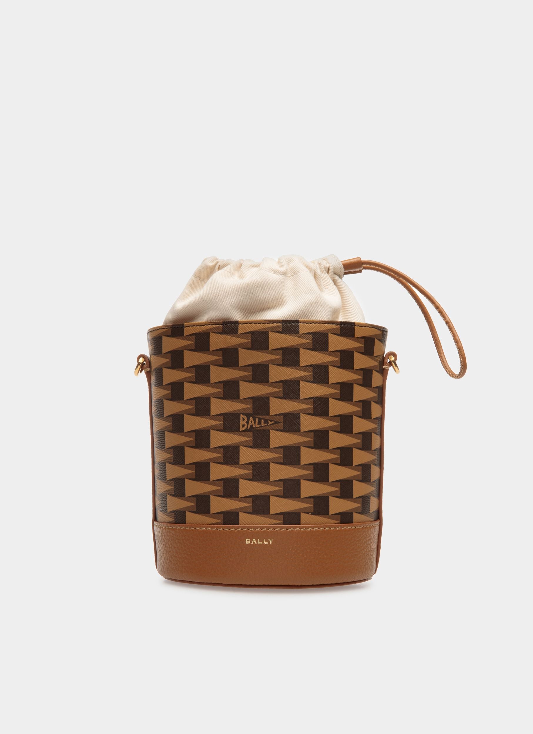 Pennant Beuteltasche Aus TPU In Desert Und Braunem Leder - Damen - Bally - 01
