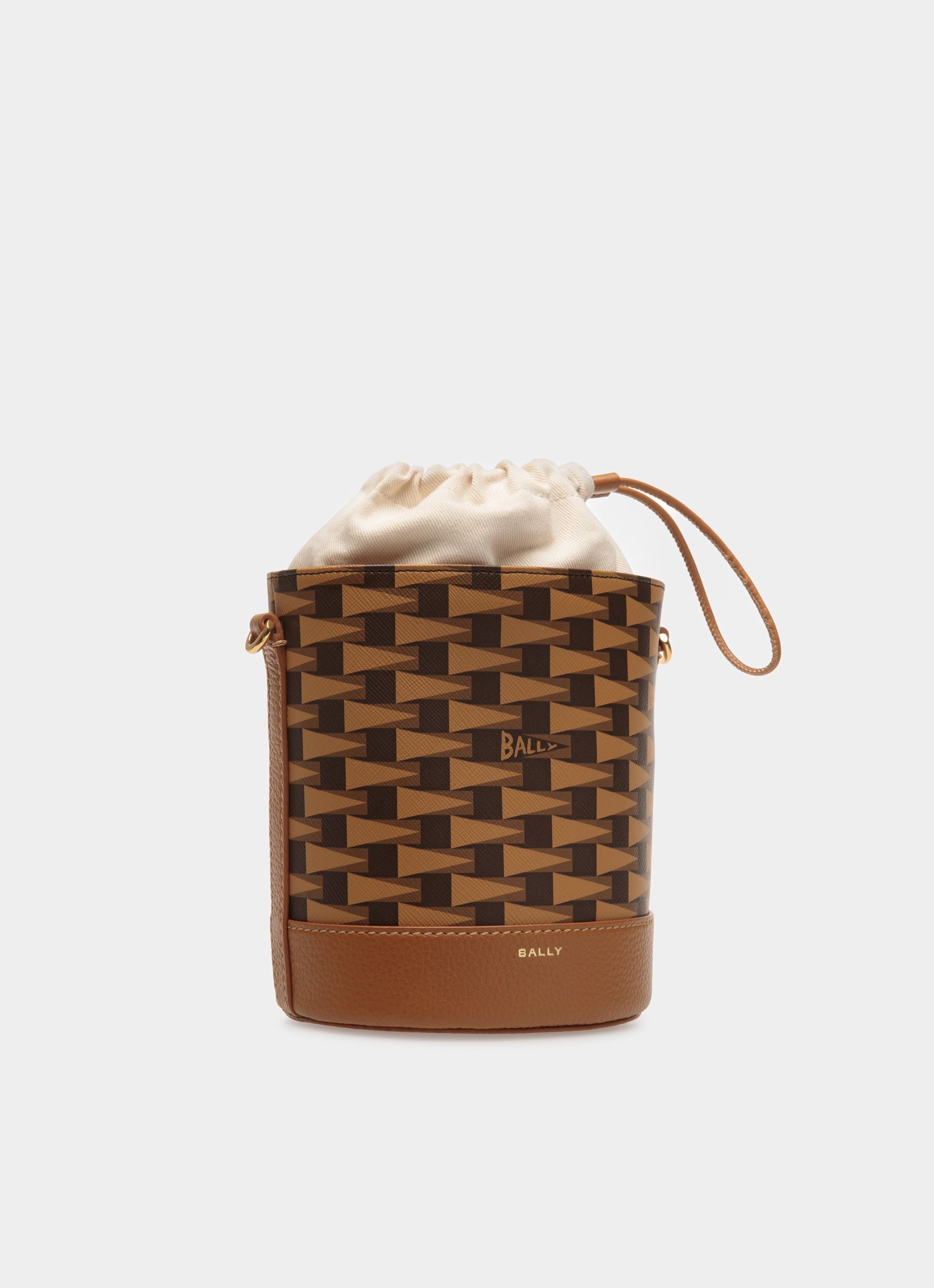 Pennant Beuteltasche Aus TPU In Desert Und Braunem Leder - Damen - Bally - 03