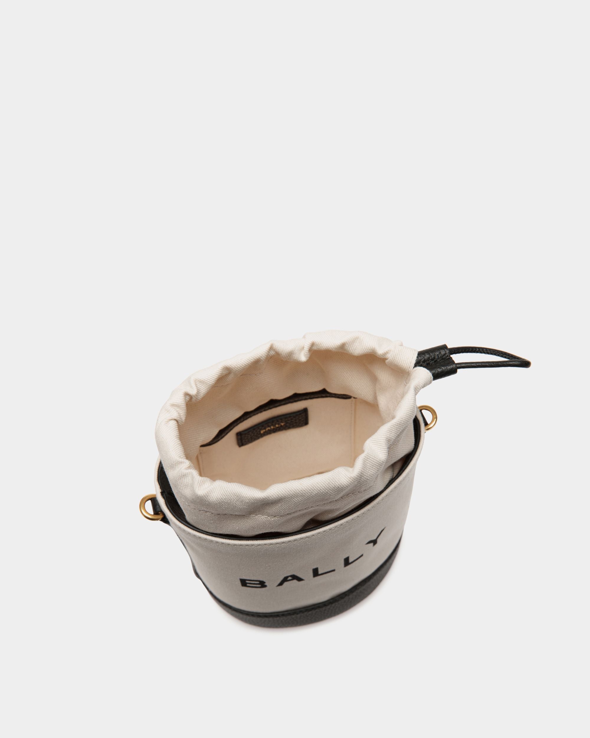 Bar Mini-Beuteltasche Aus Weißem Und Schwarzem Canvas Und Leder - Damen - Bally - 04