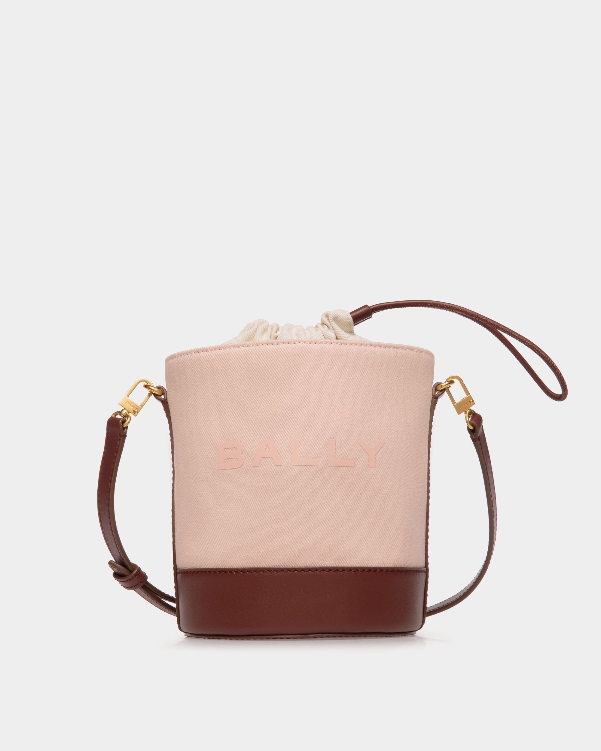 Bar Mini-Beuteltasche Aus Canvas Und Leder In Dusty Petal Und Braun - Damen - Bally - 01