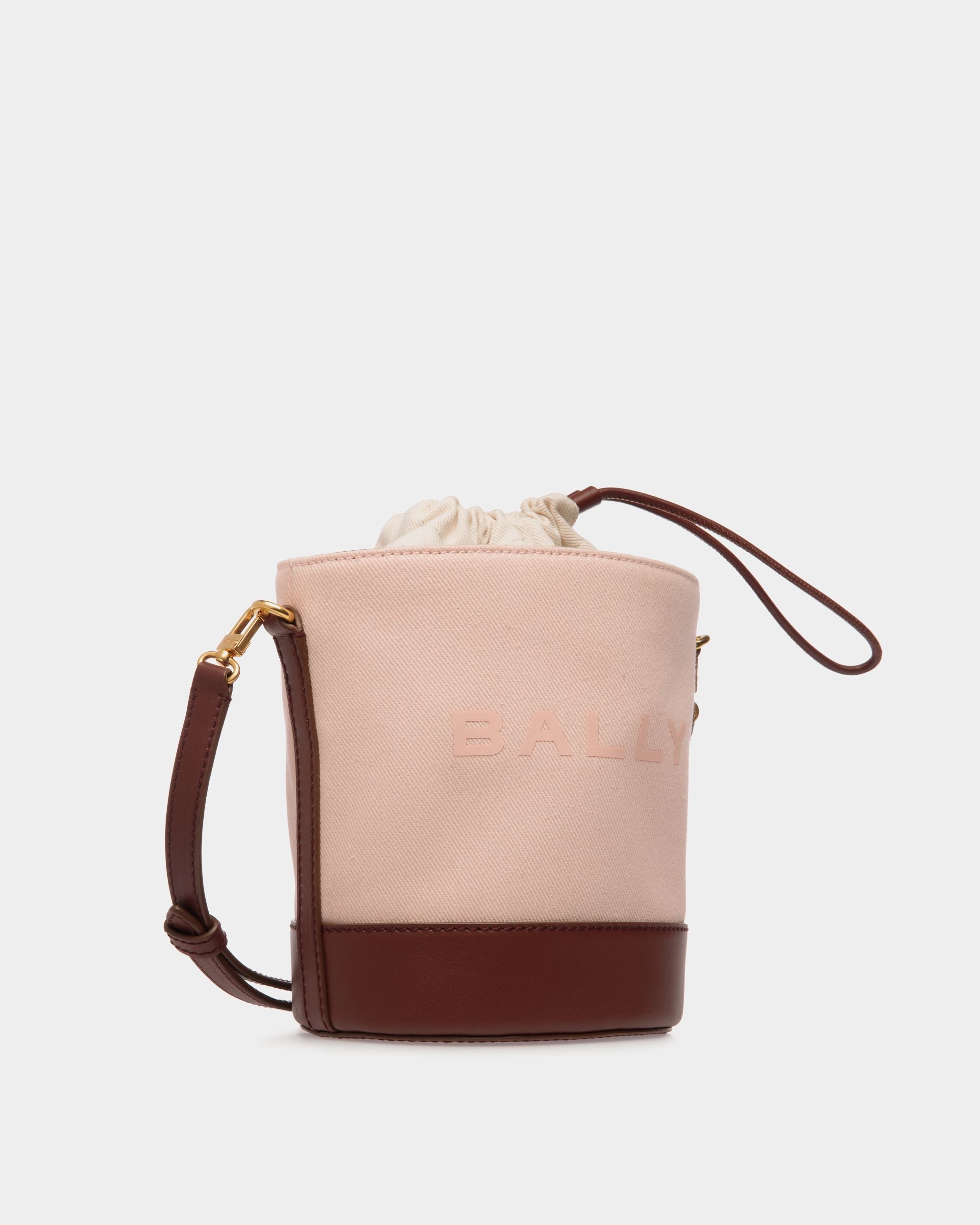 Bar Mini-Beuteltasche Aus Canvas Und Leder In Dusty Petal Und Braun - Damen - Bally - 03