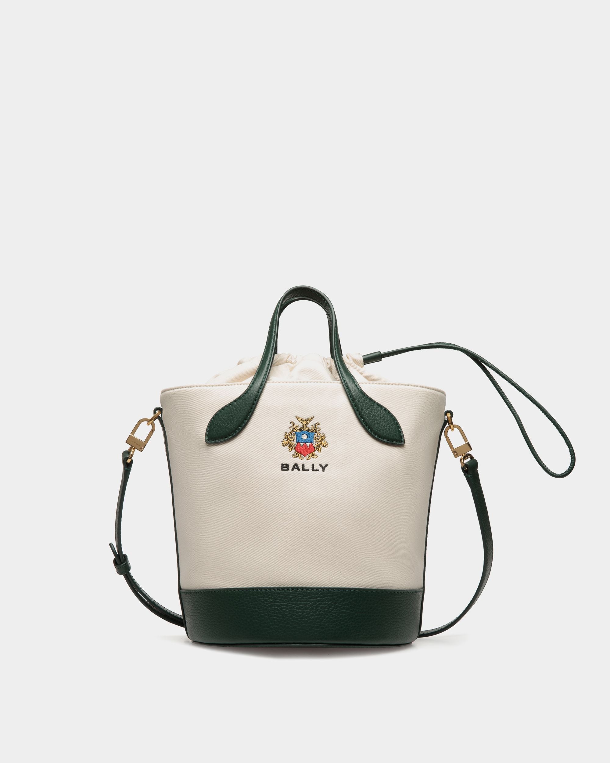 Bally By YK Jeong Beuteltasche Aus Canvas Und Leder In Natur Und Bottle Green - Damen - Bally - 01