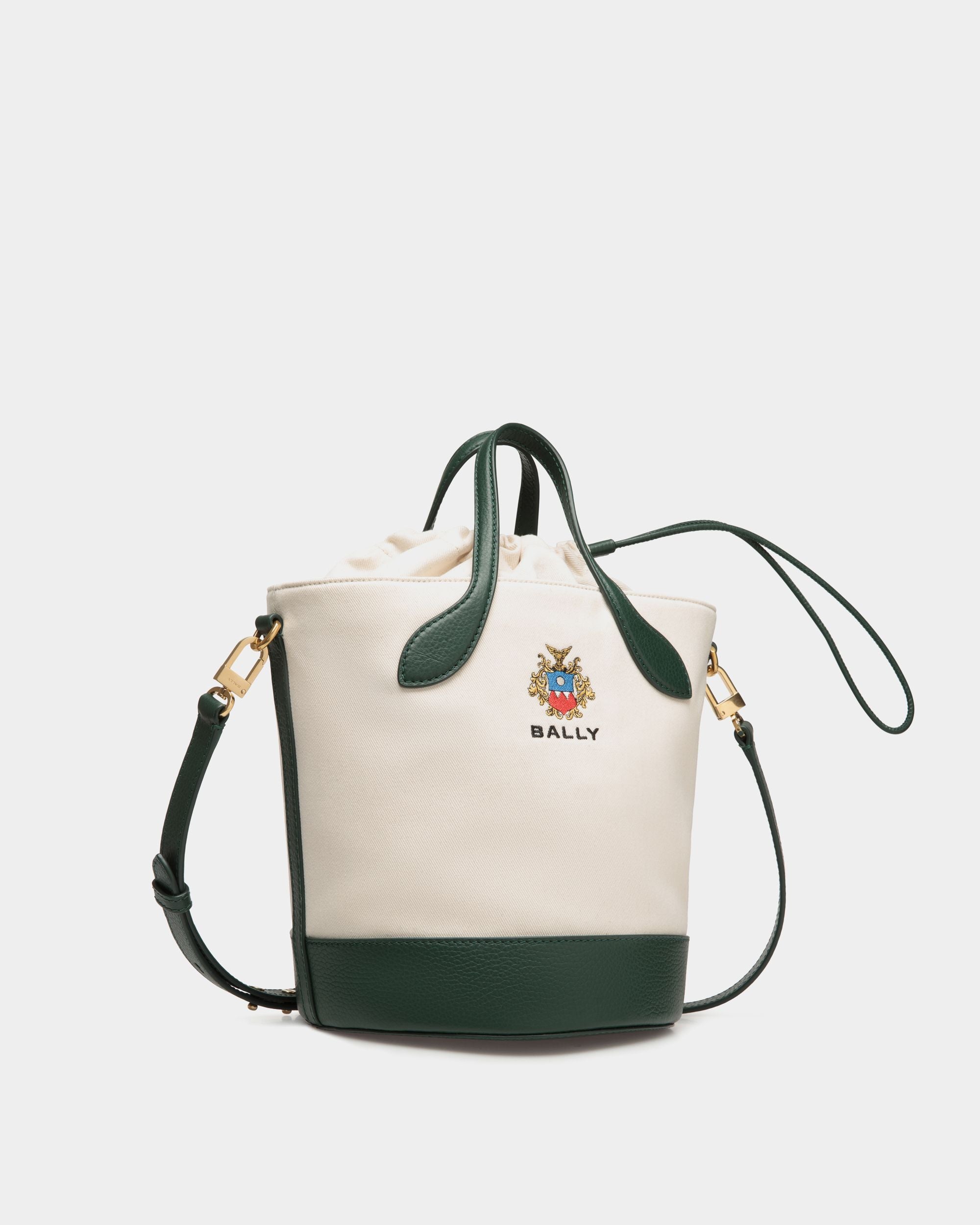 Bally By YK Jeong Beuteltasche Aus Canvas Und Leder In Natur Und Bottle Green - Damen - Bally - 05