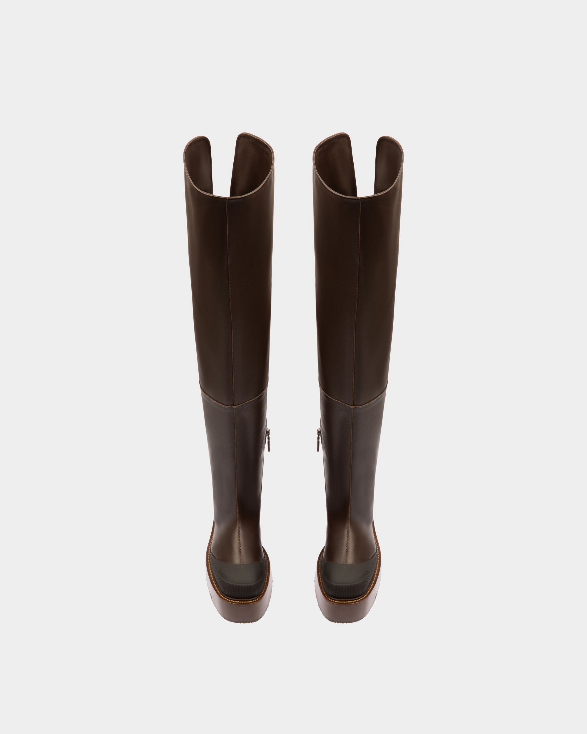 Irenne Hohe Stiefel Aus Ebenholzbraunem Leder - Damen - Bally - 02