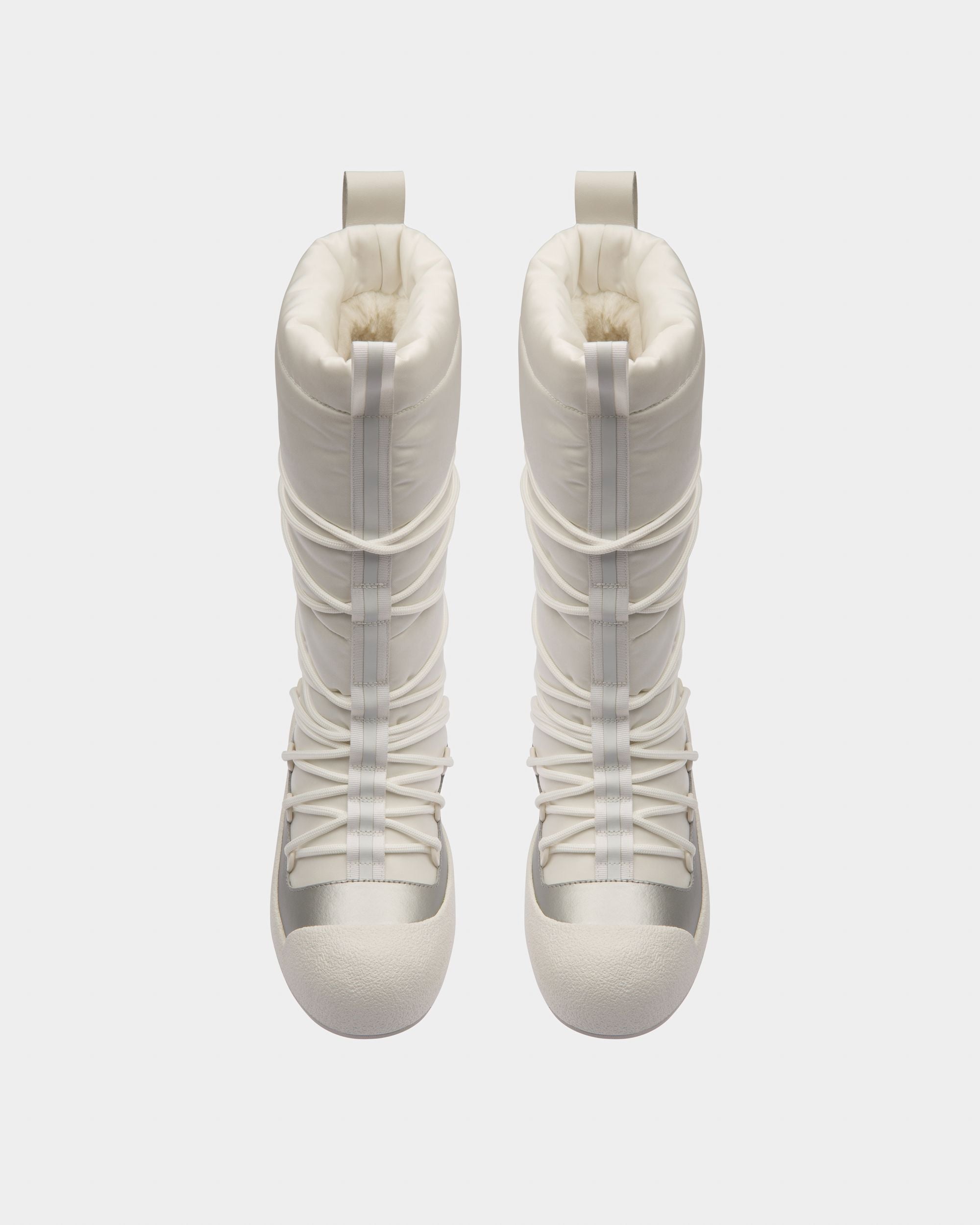 Cathye Stiefel Aus Recyceltem Nylon Und Leder In Weiss Und Silber - Damen - Bally - 02