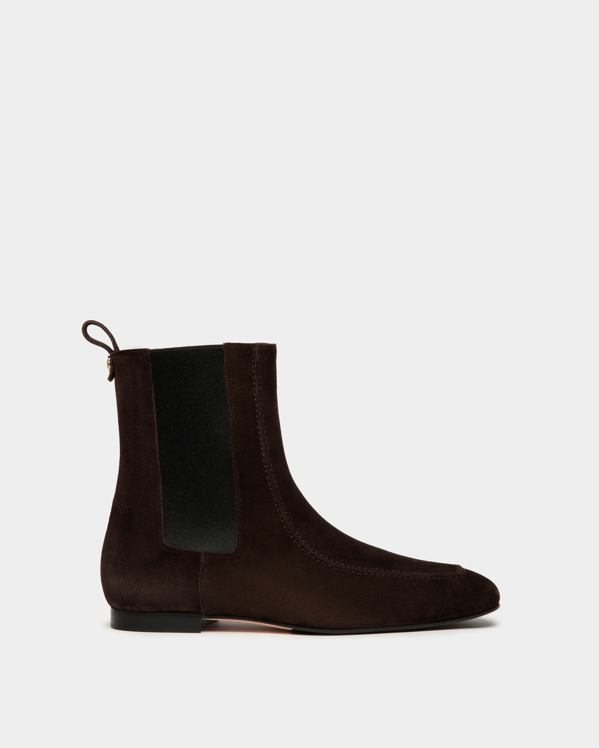 Daily Emblem Bootie Aus Veloursleder In Ebenholzschwarz - Damen - Bally - 01