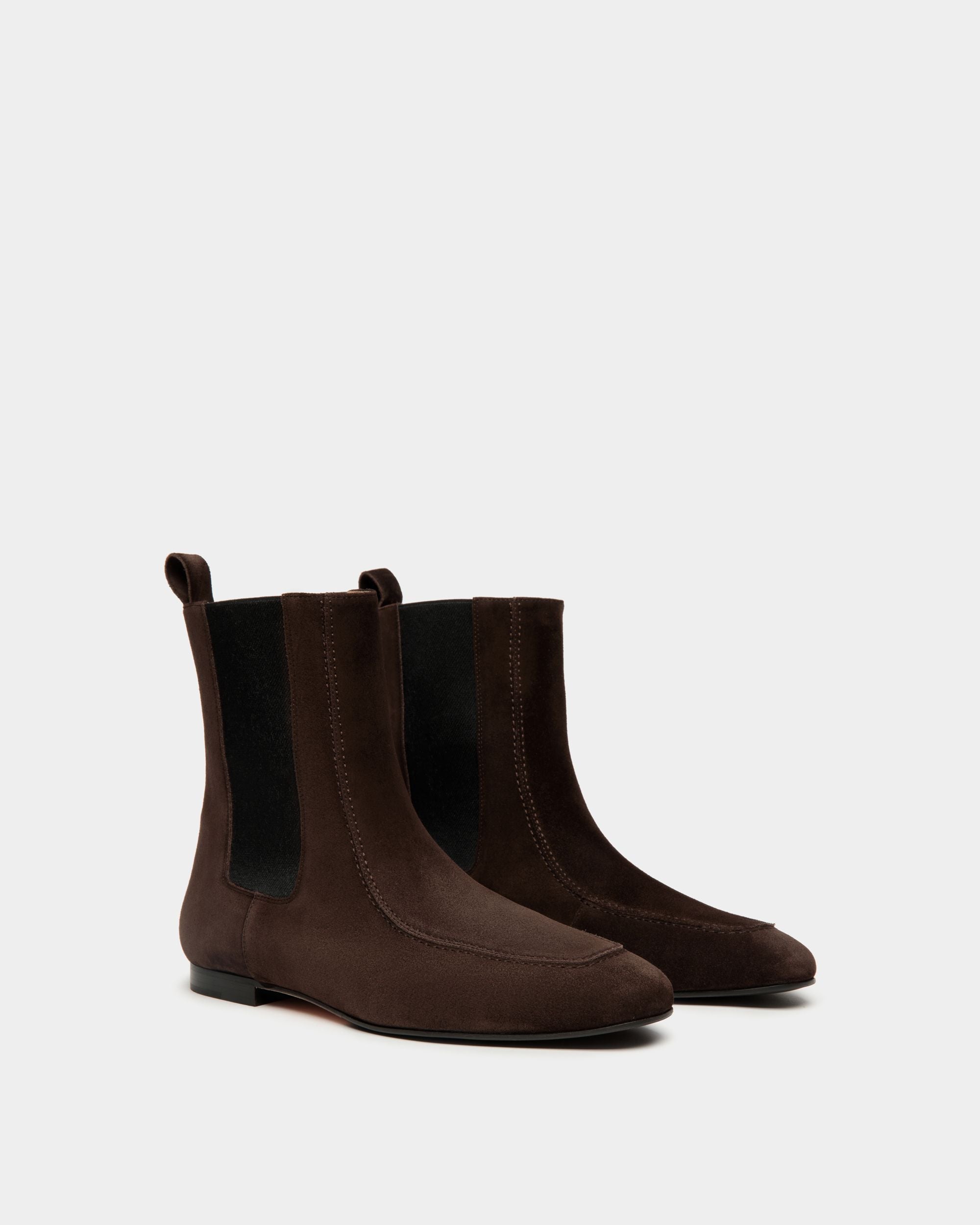 Daily Emblem Bootie Aus Veloursleder In Ebenholzschwarz - Damen - Bally - 02