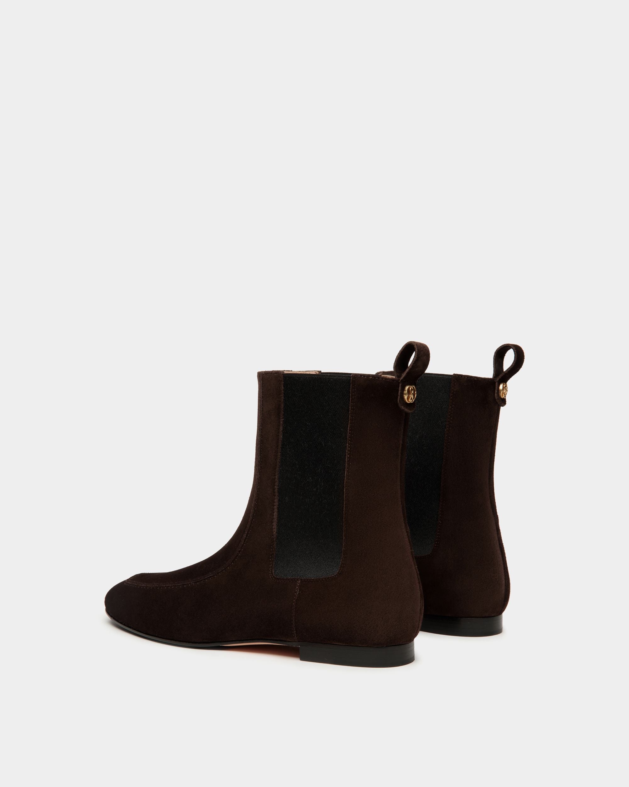Daily Emblem Bootie Aus Veloursleder In Ebenholzschwarz - Damen - Bally - 03