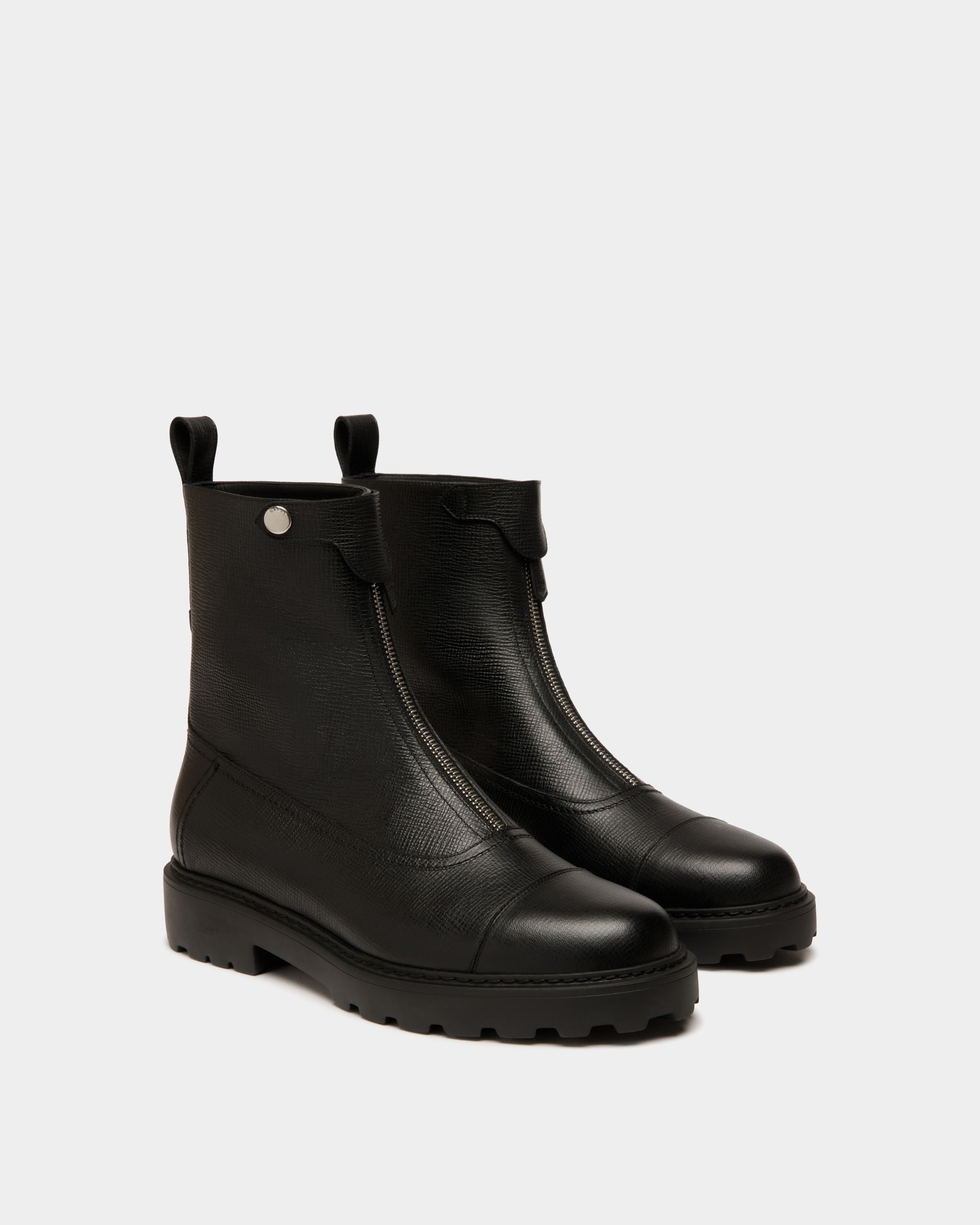 Gusto Stiefelette Aus Genarbtem Leder In Schwarz - Damen - Bally - 02
