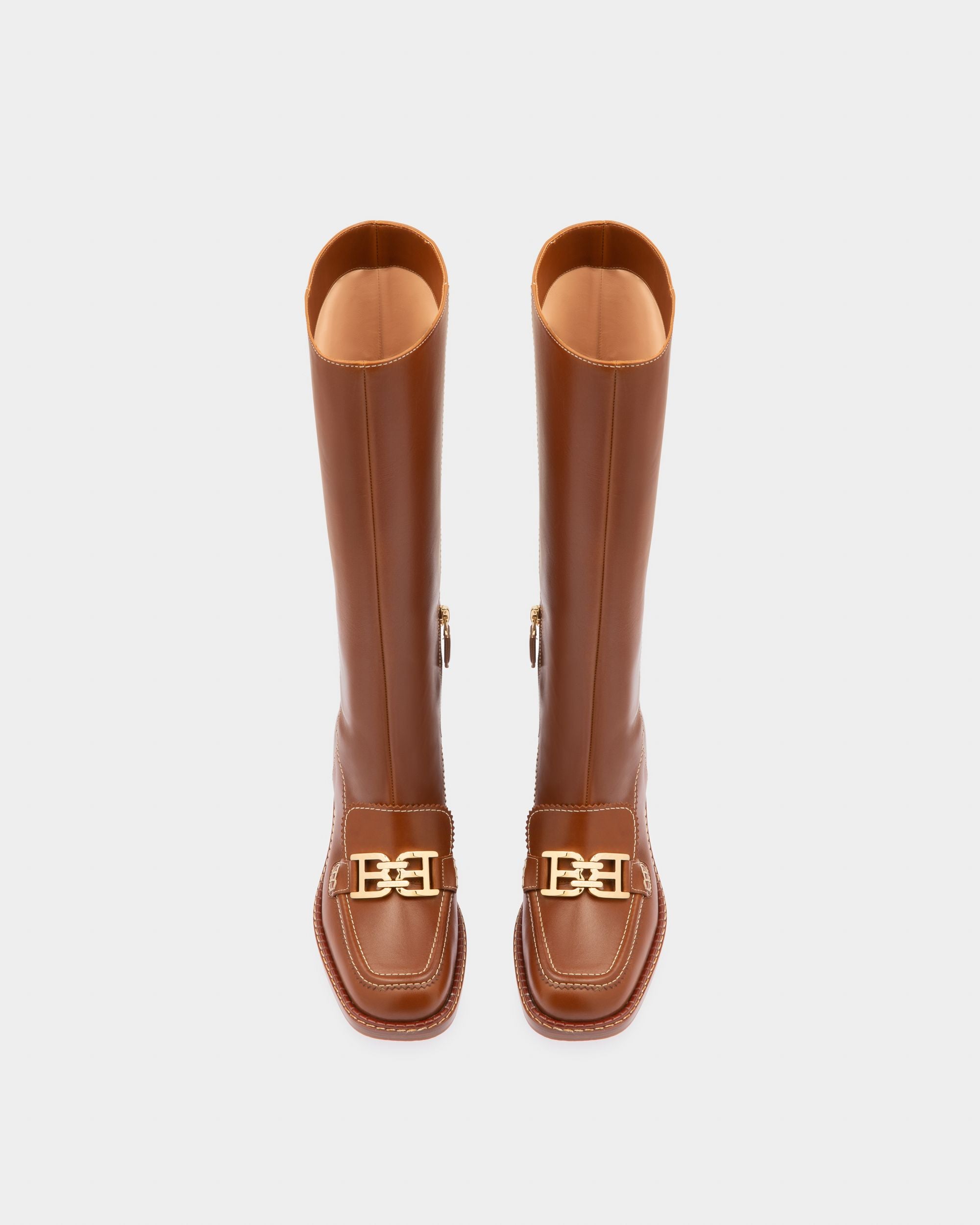 Ebele Hohe Stiefel Aus Braunem Leder - Damen - Bally - 03