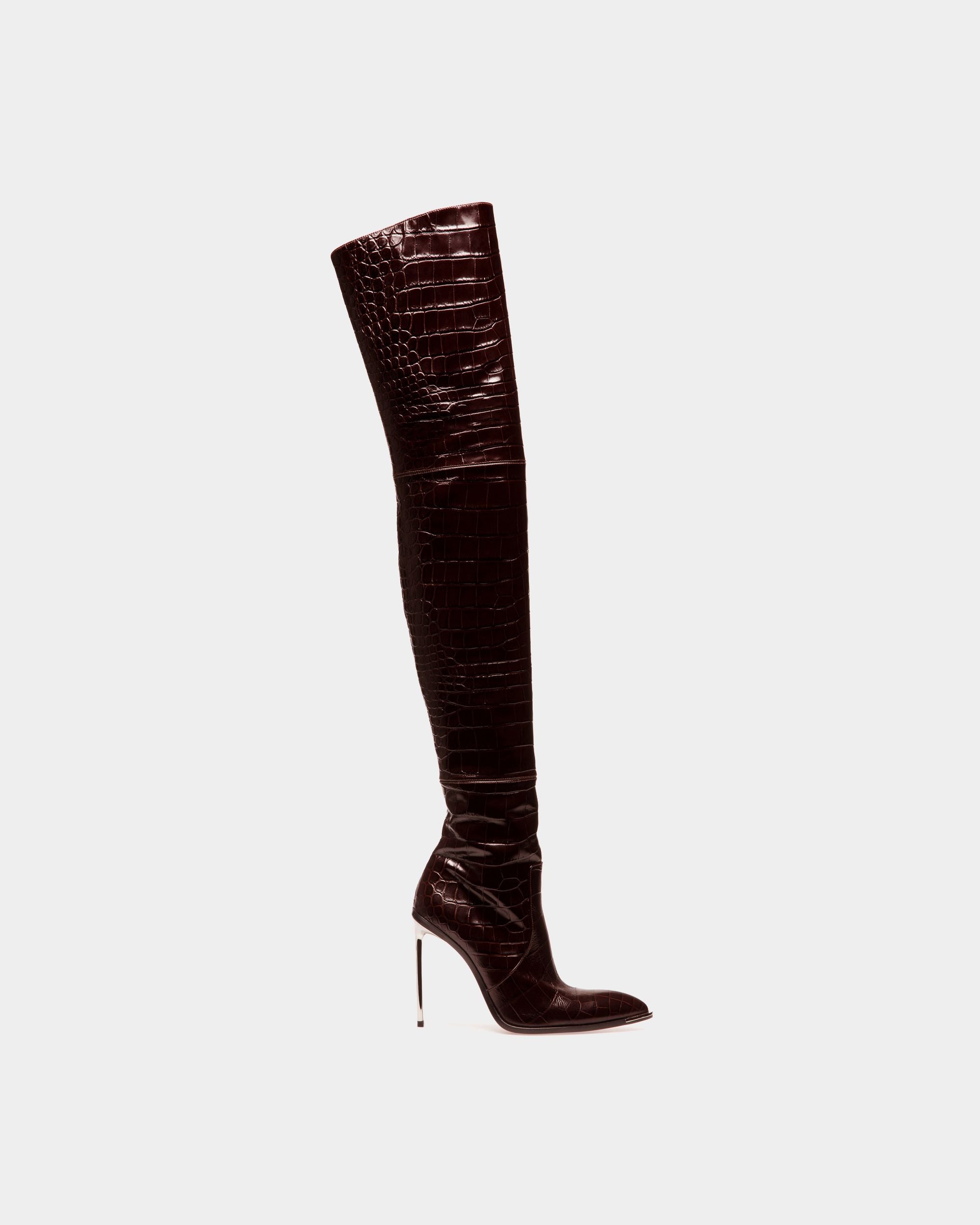 Hedy Langschaftstiefel Aus Bordeauxrotem Leder - Damen - Bally - 01