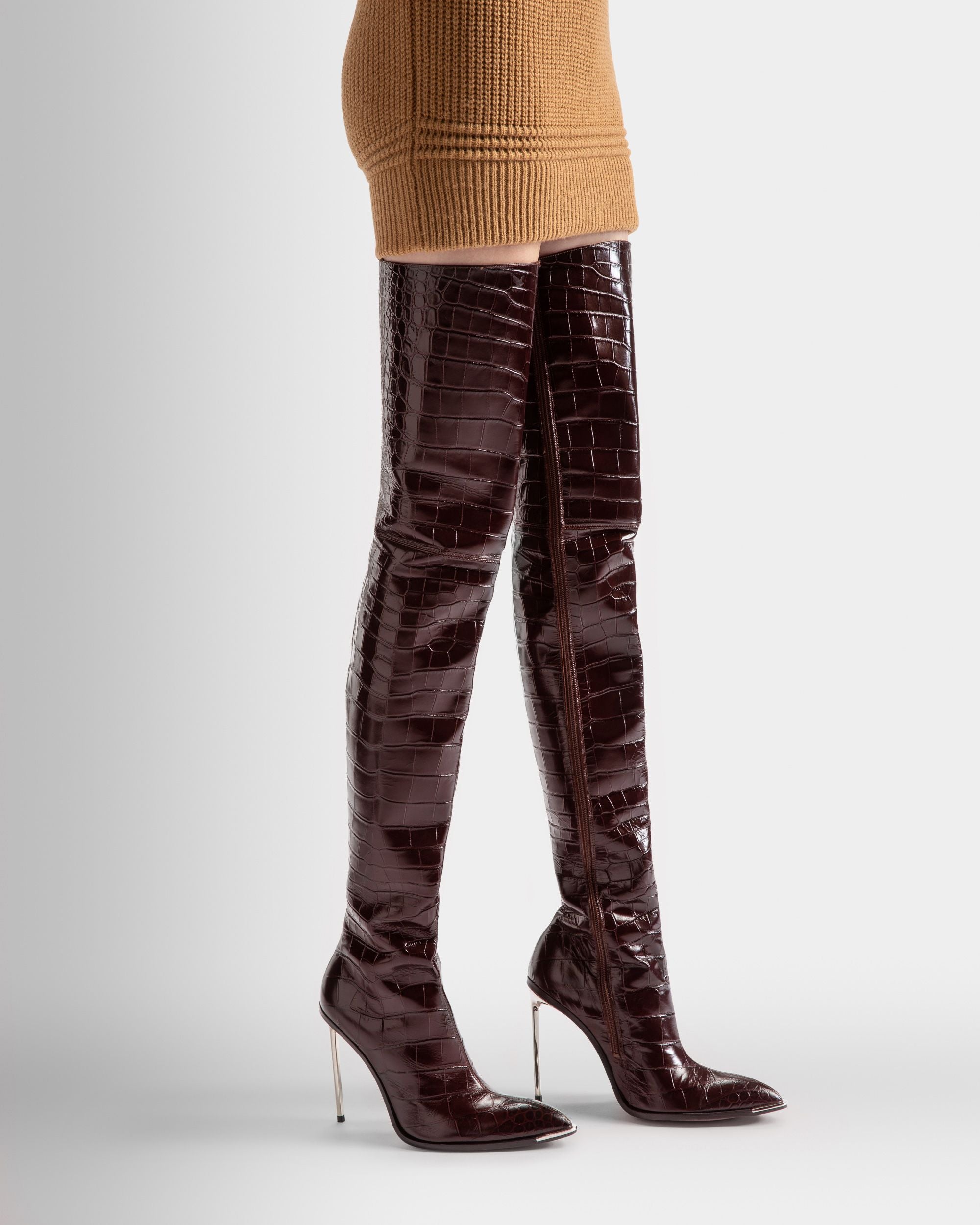 Hedy Langschaftstiefel Aus Bordeauxrotem Leder - Damen - Bally - 02