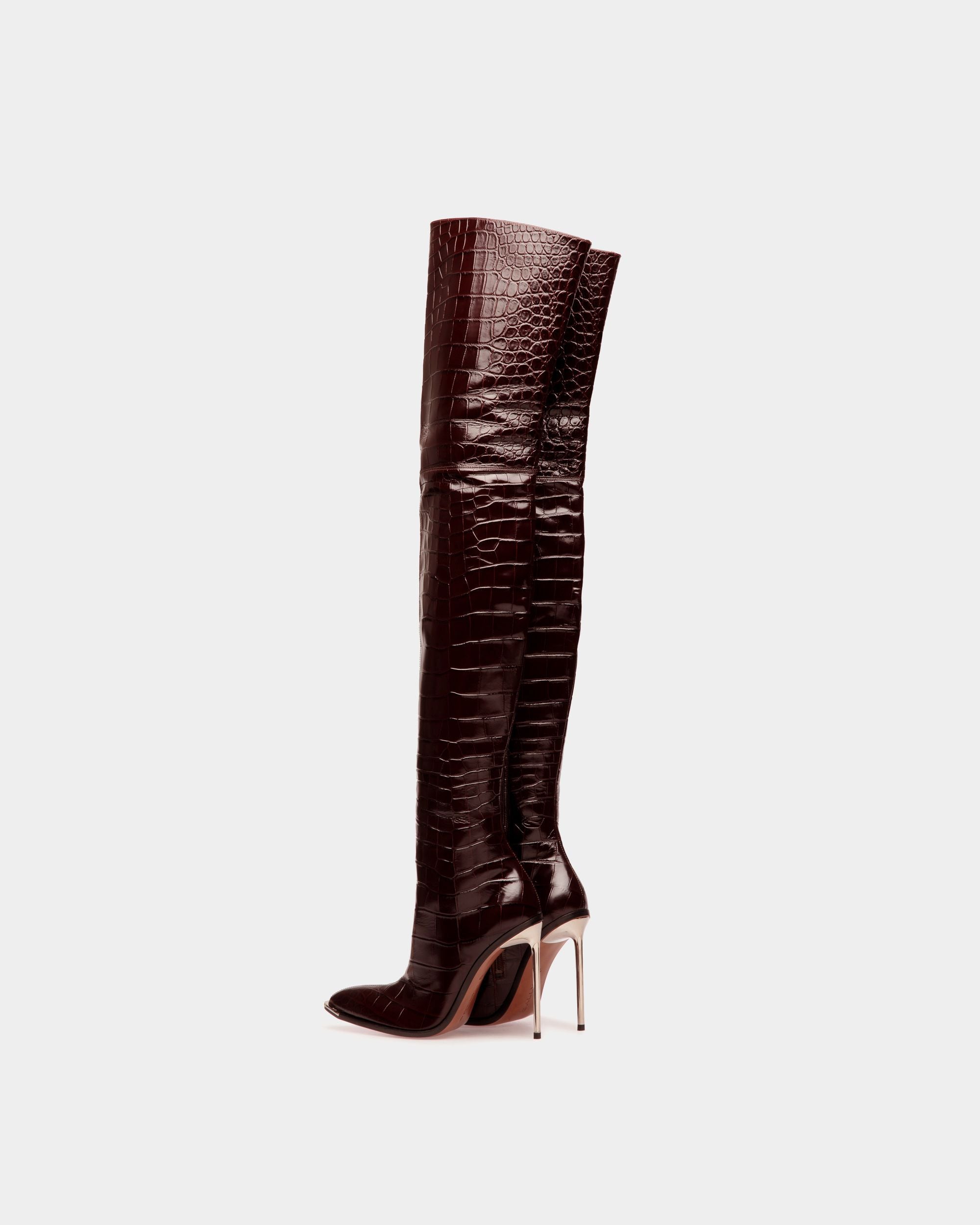 Hedy Langschaftstiefel Aus Bordeauxrotem Leder - Damen - Bally - 04