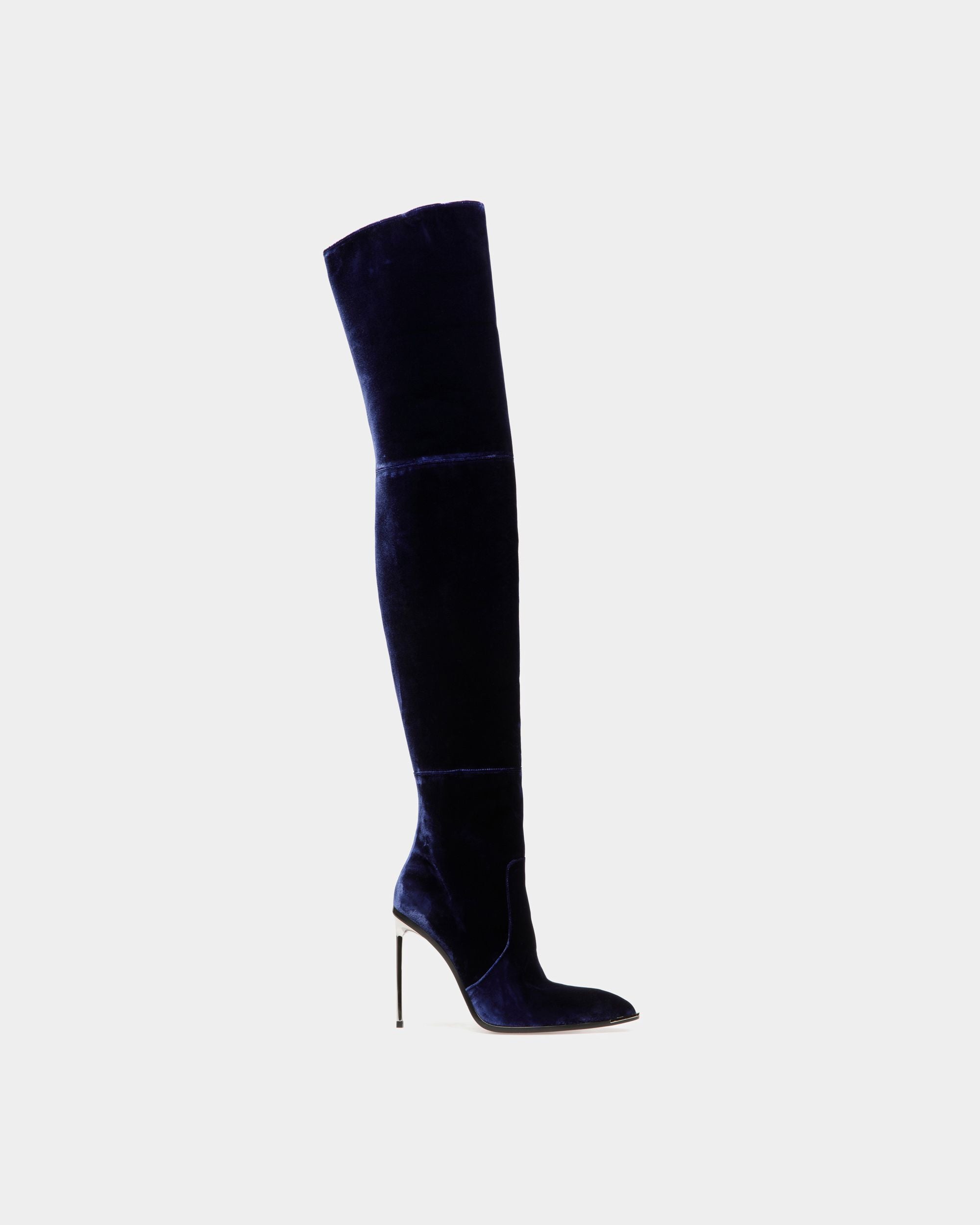 Hedy Stiefel Aus Marineblauem Samt - Damen - Bally - 01