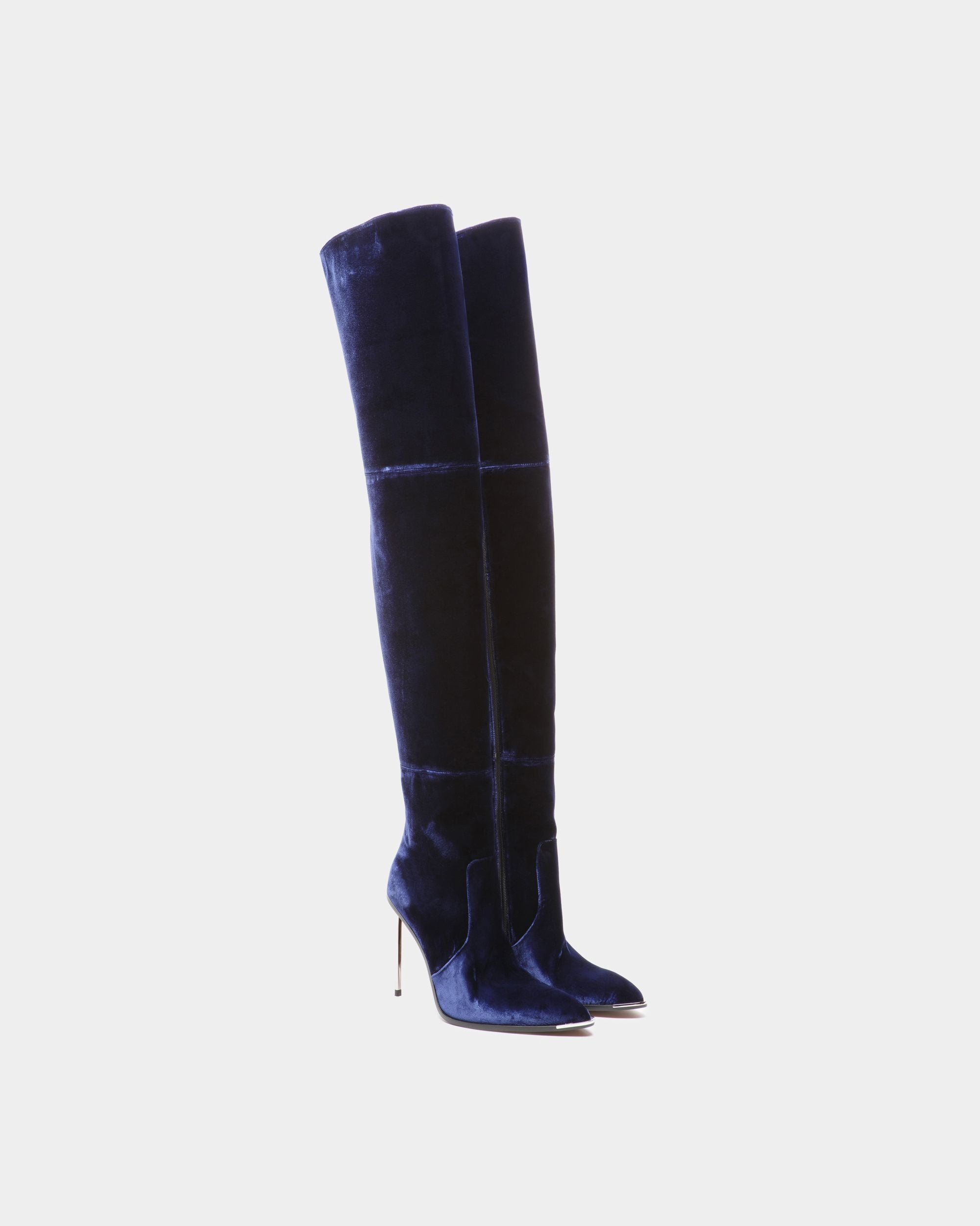 Hedy Stiefel Aus Marineblauem Samt - Damen - Bally - 03