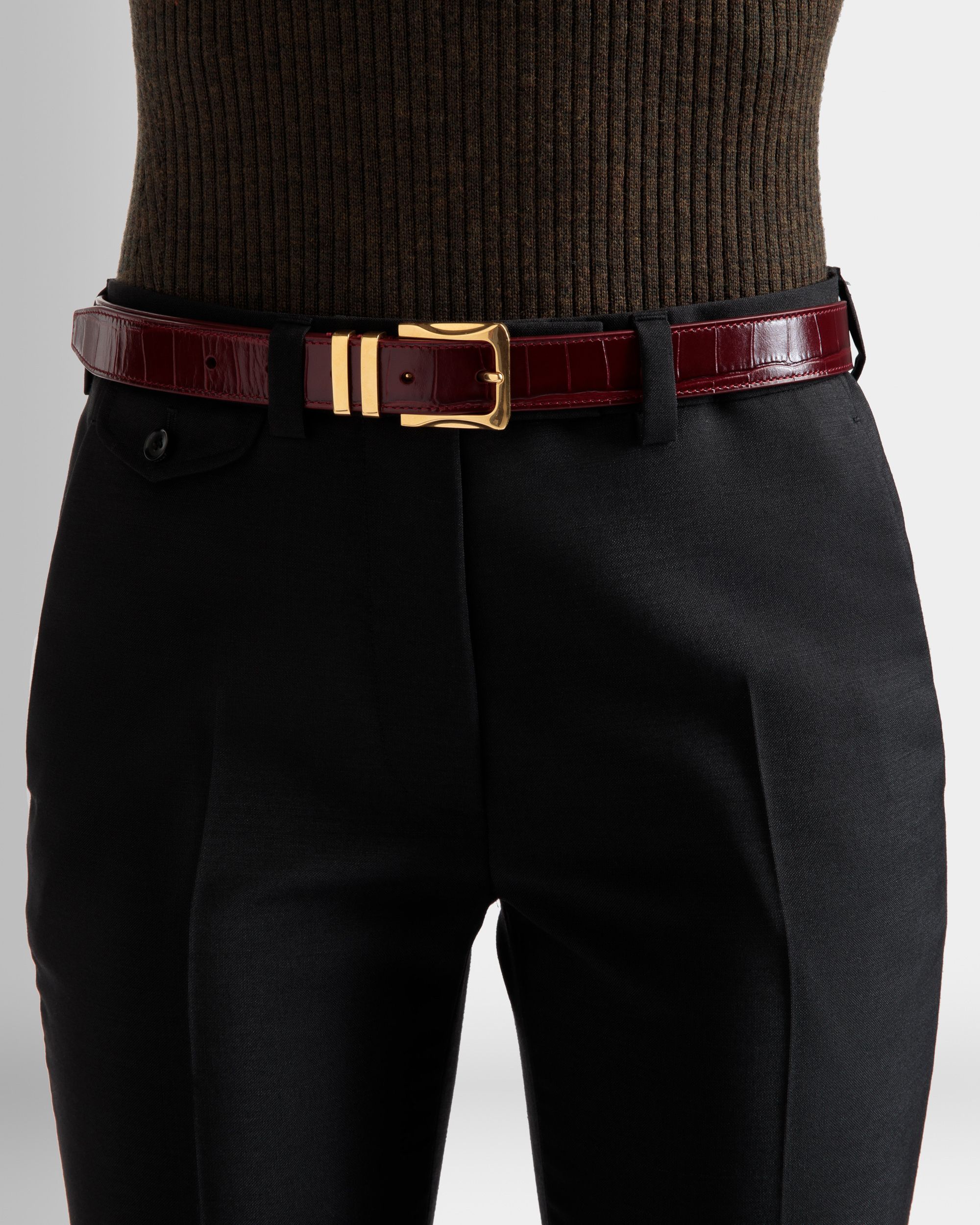 Baroque Gürtel Aus Bordeauxrotem Leder - Damen - Bally - 03