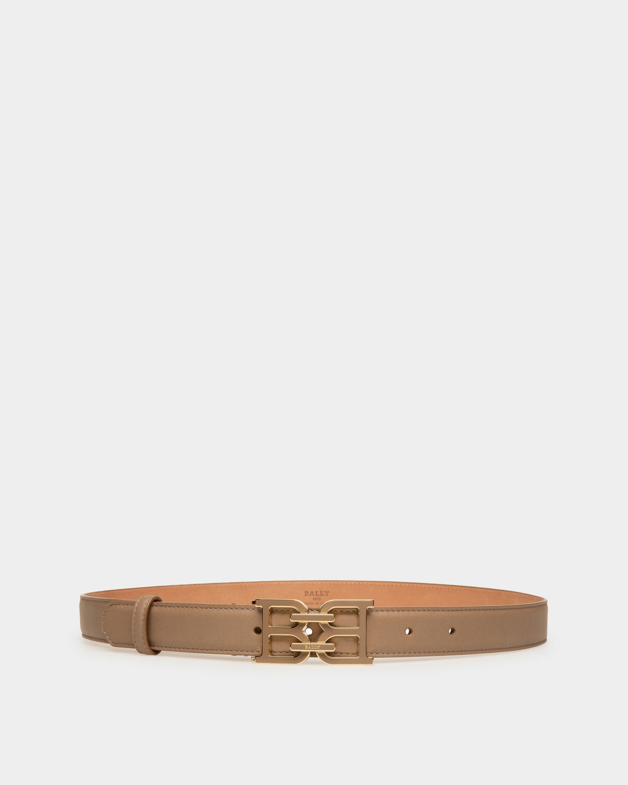 B-Chain 25 Mm Breiter Gürtel Aus Taupefarbenem Leder - Damen - Bally - 01