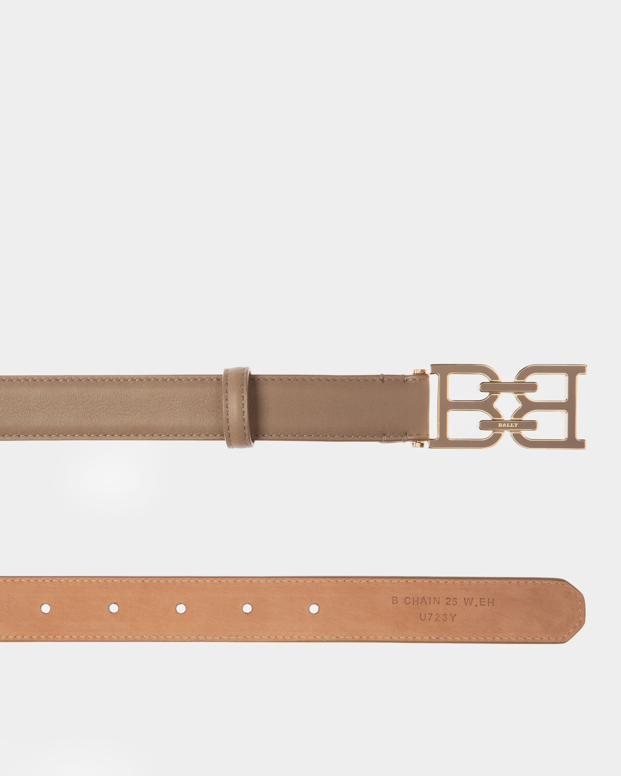 B-Chain 25 Mm Breiter Gürtel Aus Taupefarbenem Leder - Damen - Bally - 02