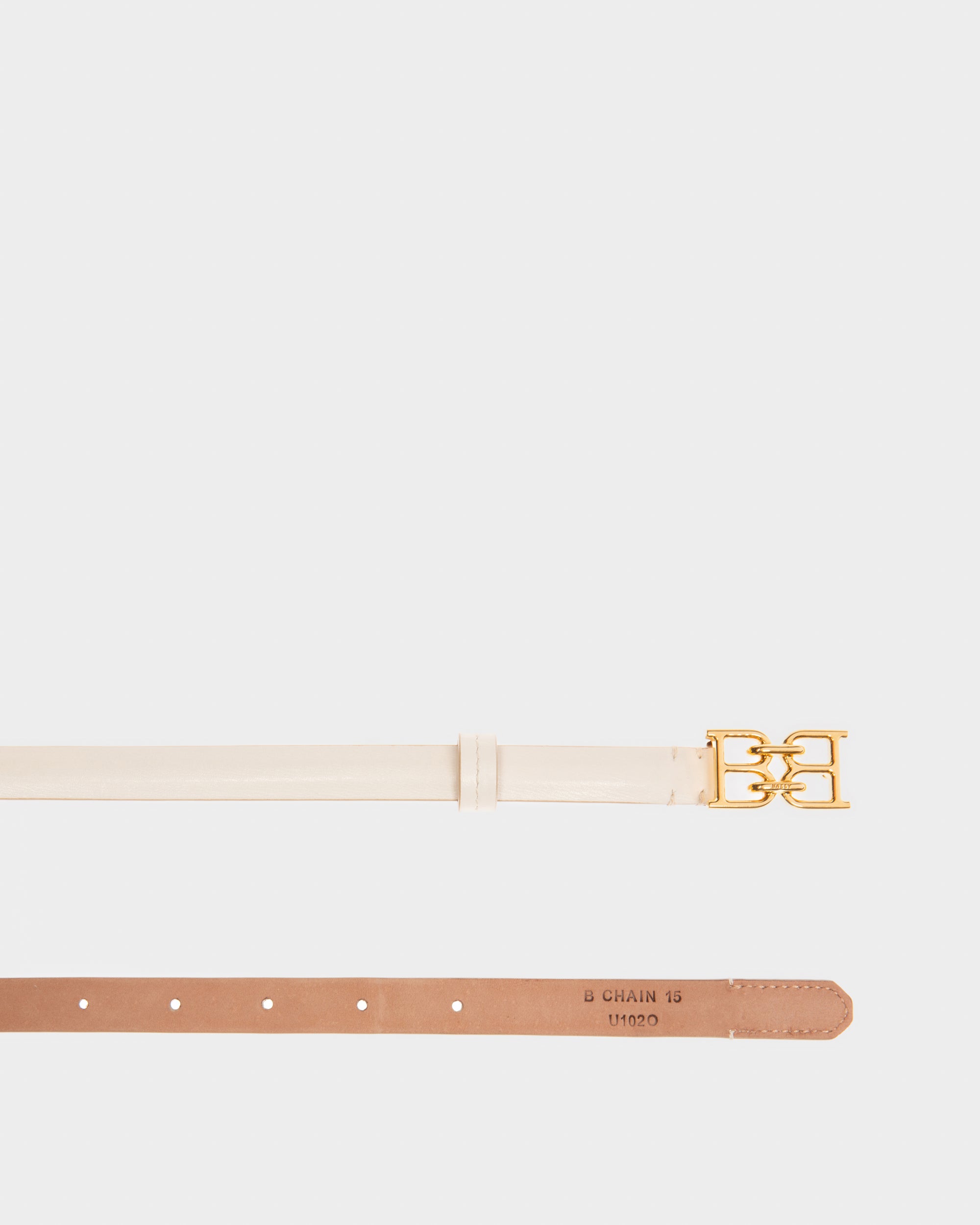 Bb-Motiv 15 Mm Breiter Gürtel Aus Elfenbeinfarbenem Leder - Damen - Bally - 02