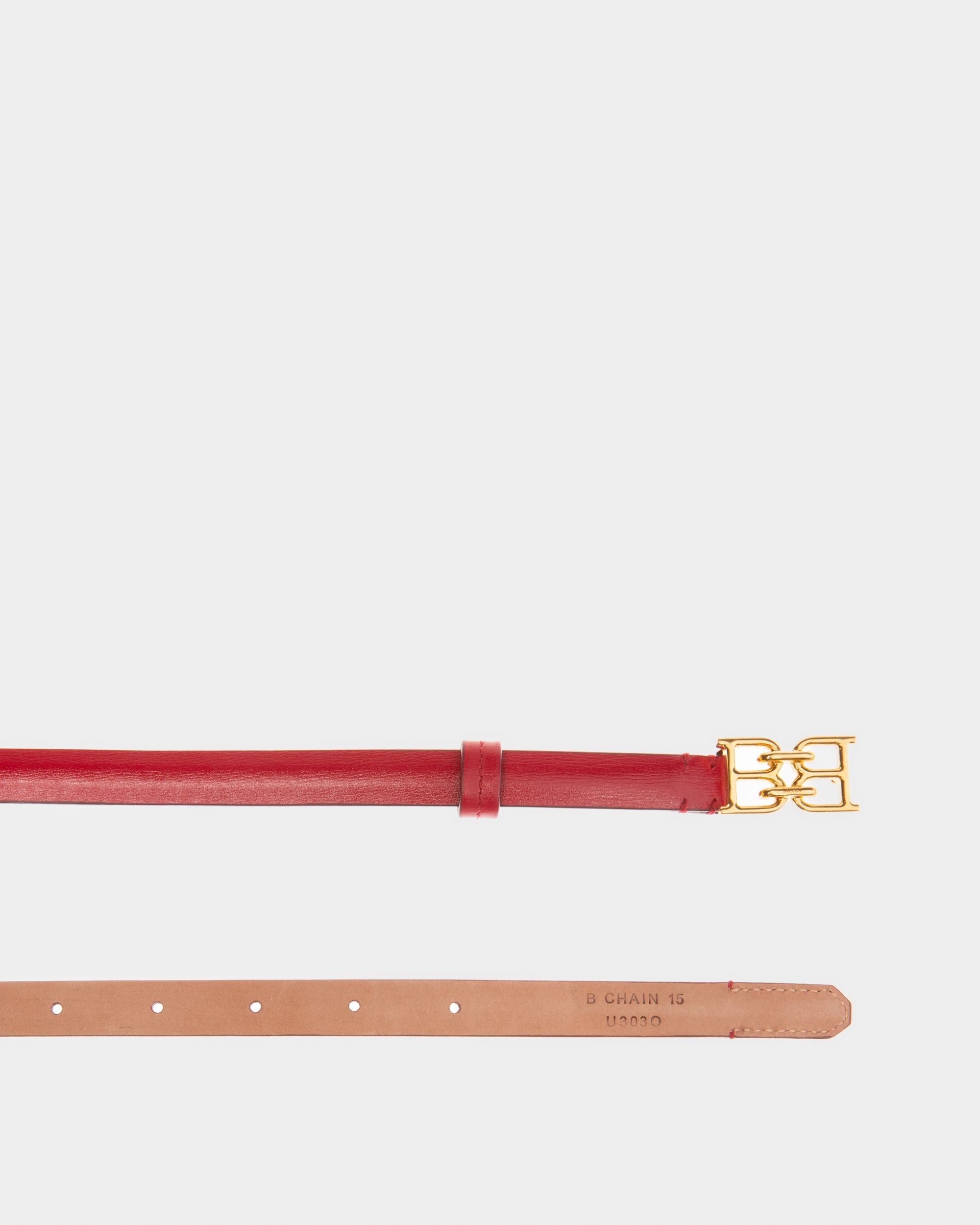 Bb-Motiv 15 Mm Breiter Gürtel Aus Rotem Leder - Damen - Bally - 02