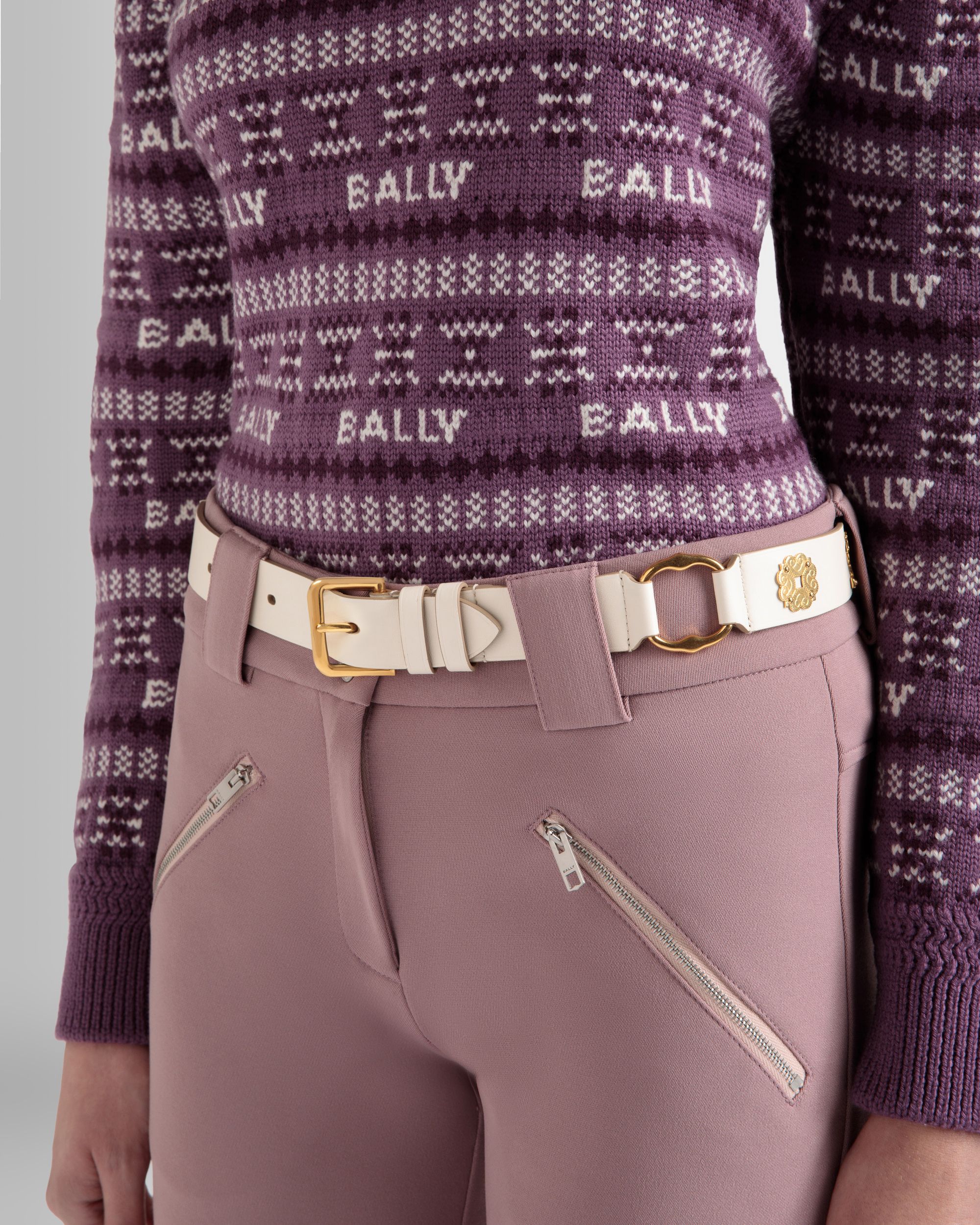 Arkle 95 cm Gürtel Aus Weißem Leder - Damen - Bally - 03