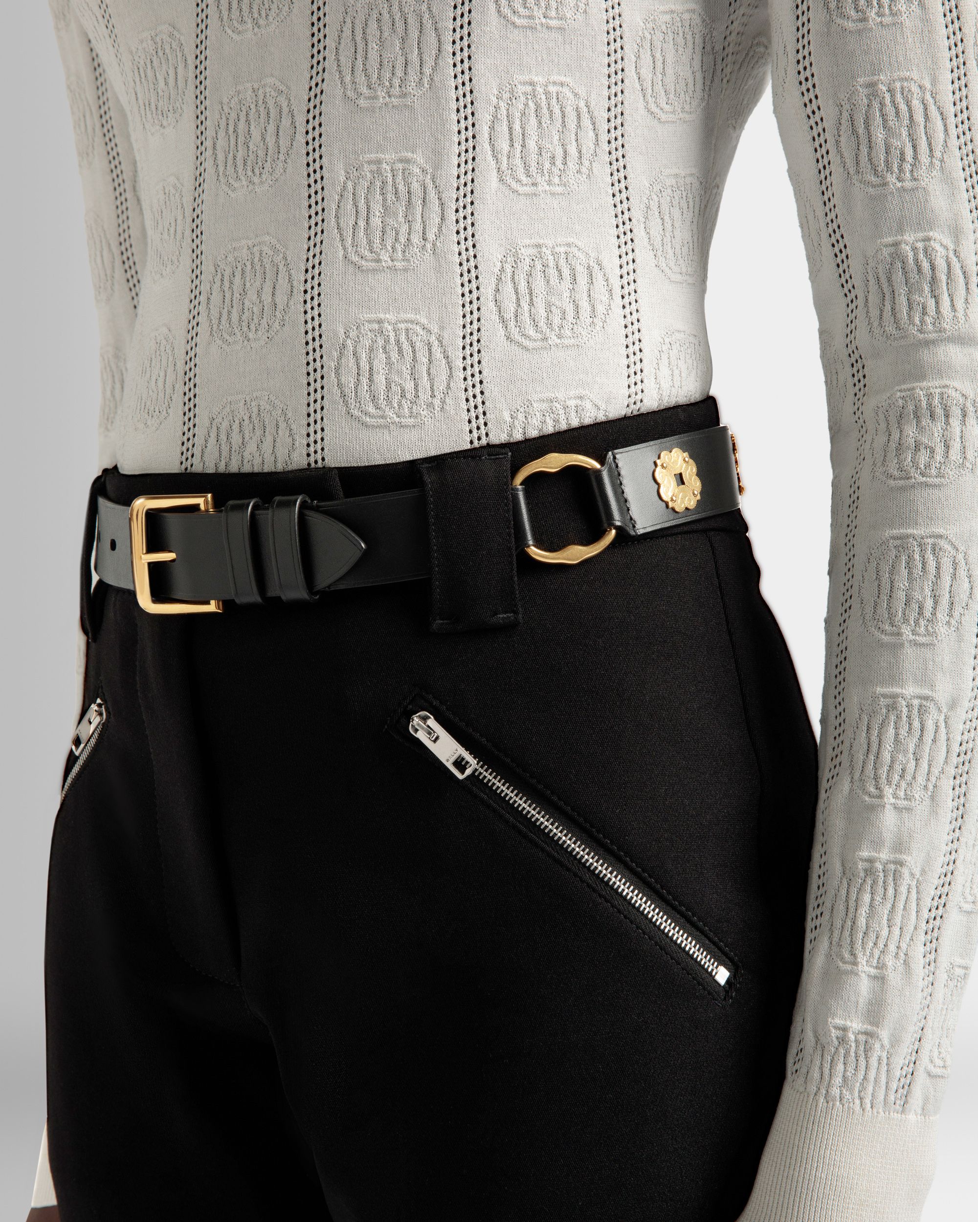 Arkle 105 cm Gürtel Aus Schwarzem Leder - Damen - Bally - 03