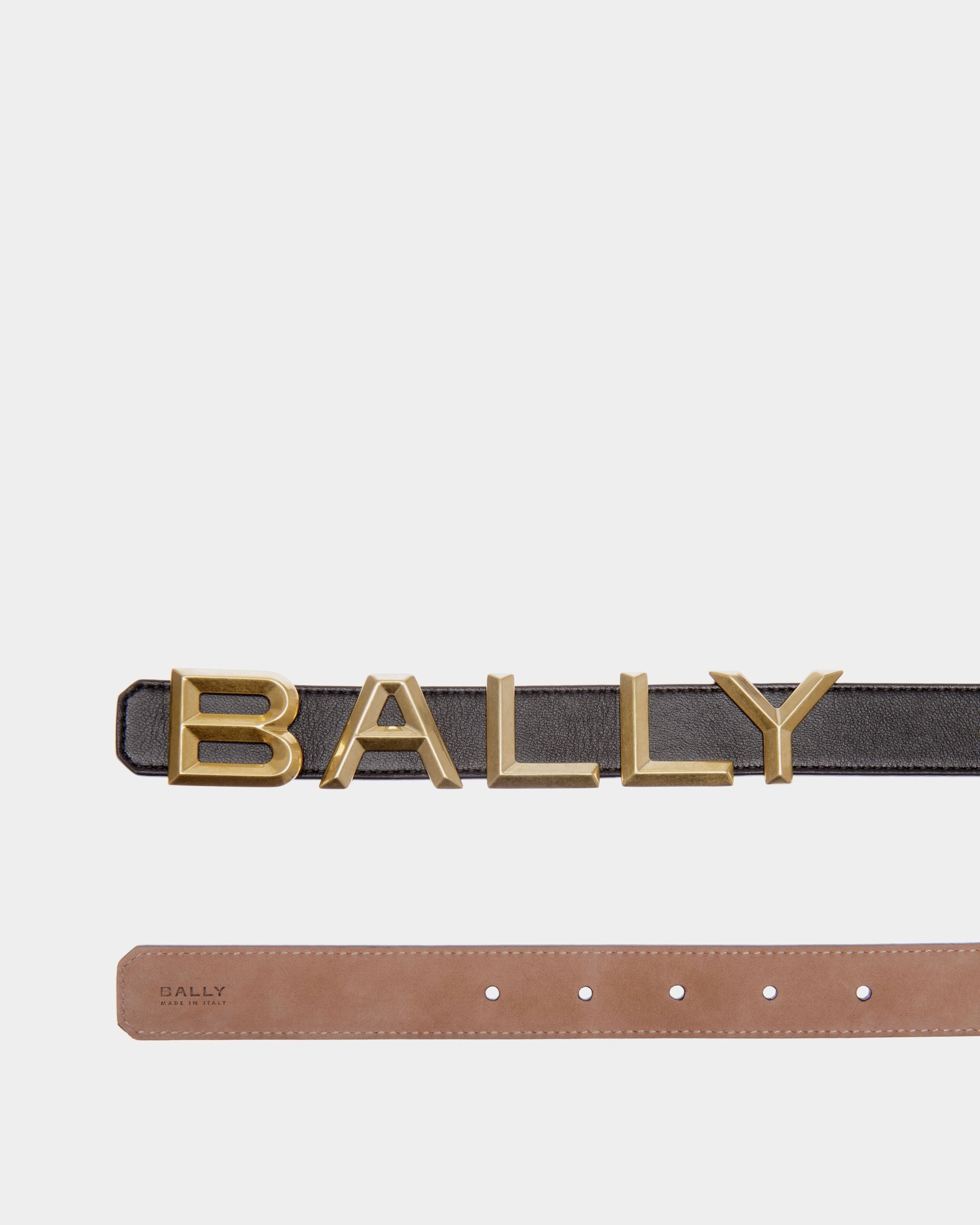 25 mm Breiter Logomania Wendegürtel Aus Schwarzem Leder - Damen - Bally - 02