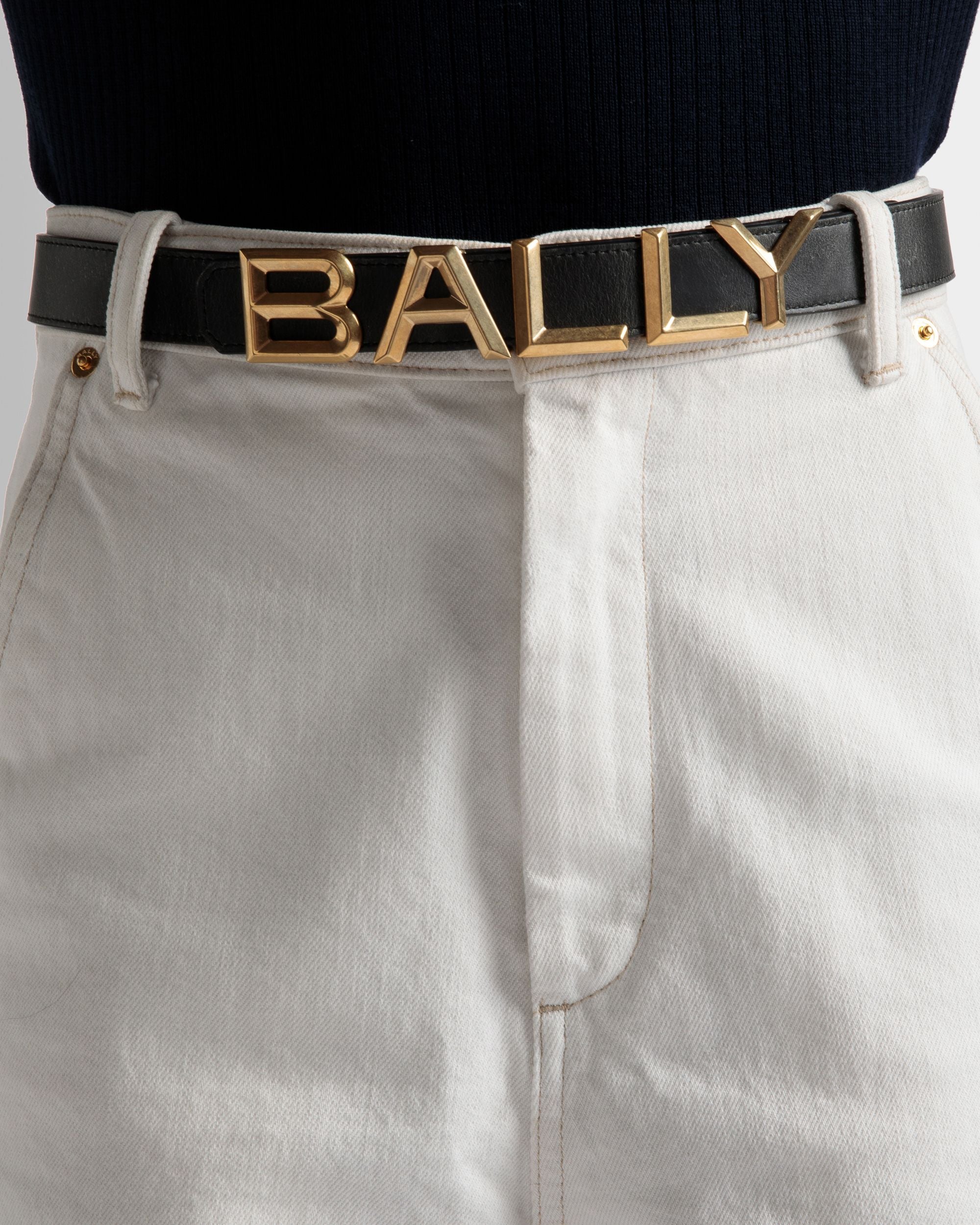 25 mm Breiter Logomania Wendegürtel Aus Schwarzem Leder - Damen - Bally - 03