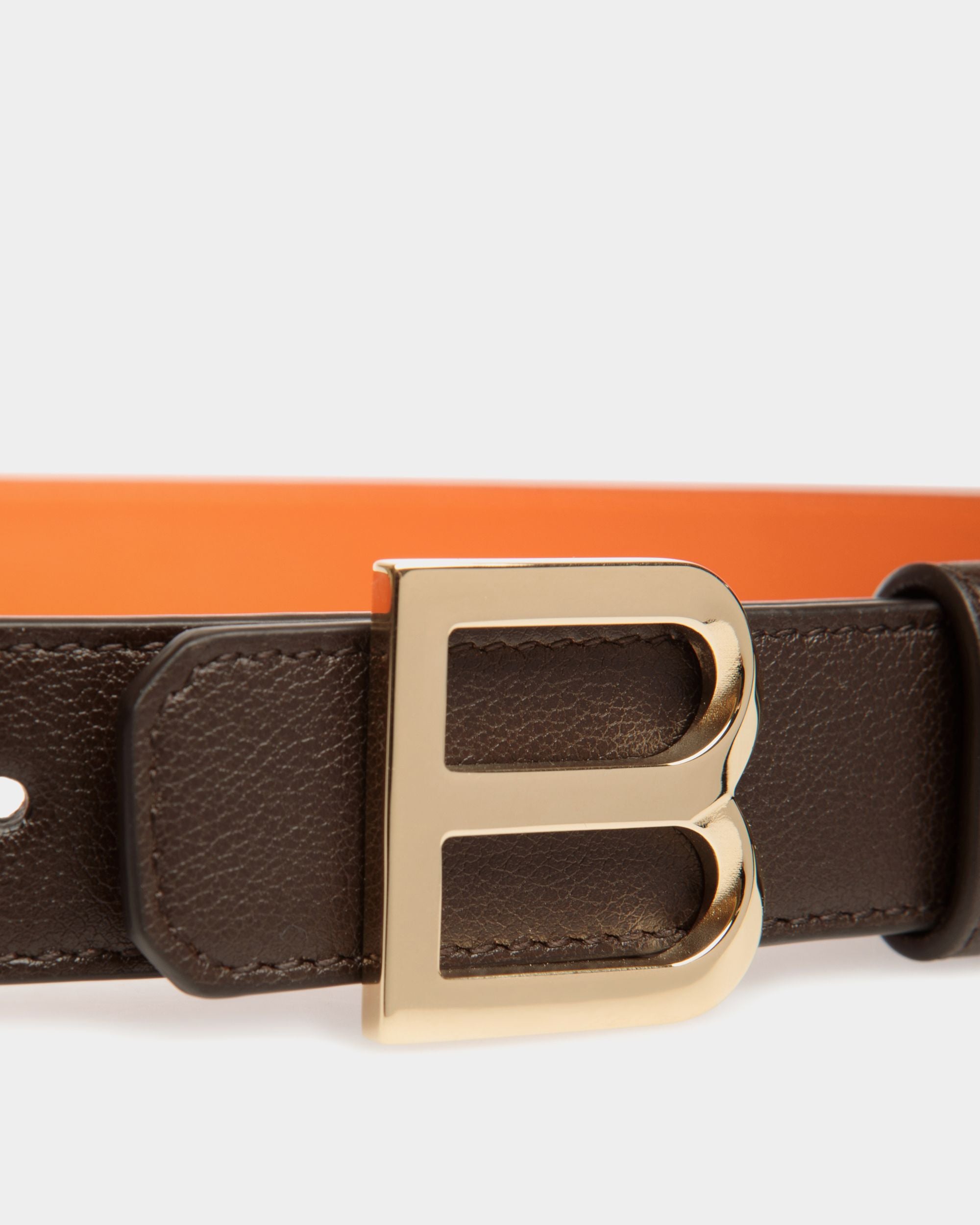 B Twist 25 Mm Wendegürtel Aus Leder In Ebenholzschwarz Und Koi Orange - Damen - Bally - 03