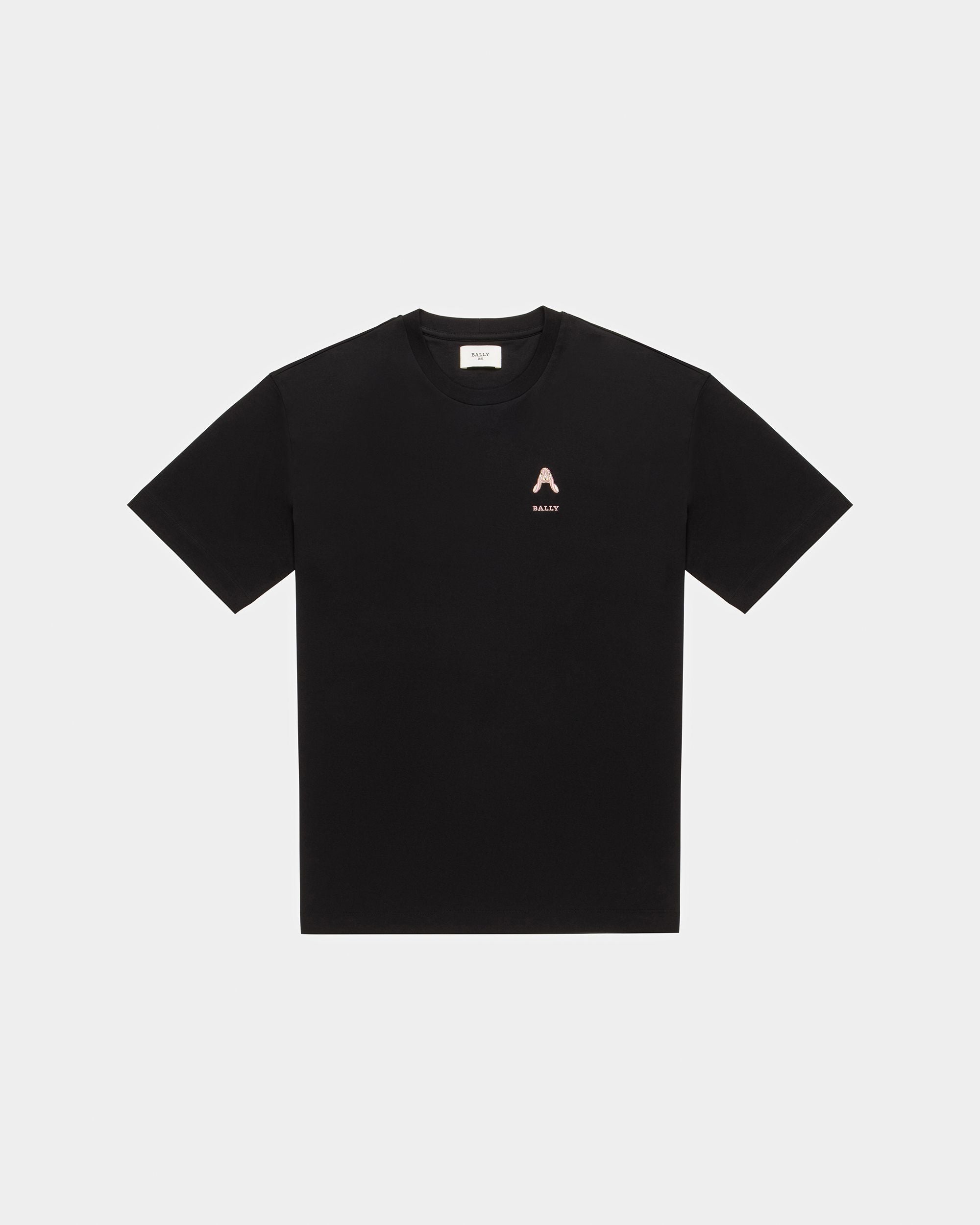 Baumwoll-T-Shirt Mit Hasenmotiv In Schwarz - Damen - Bally - 05