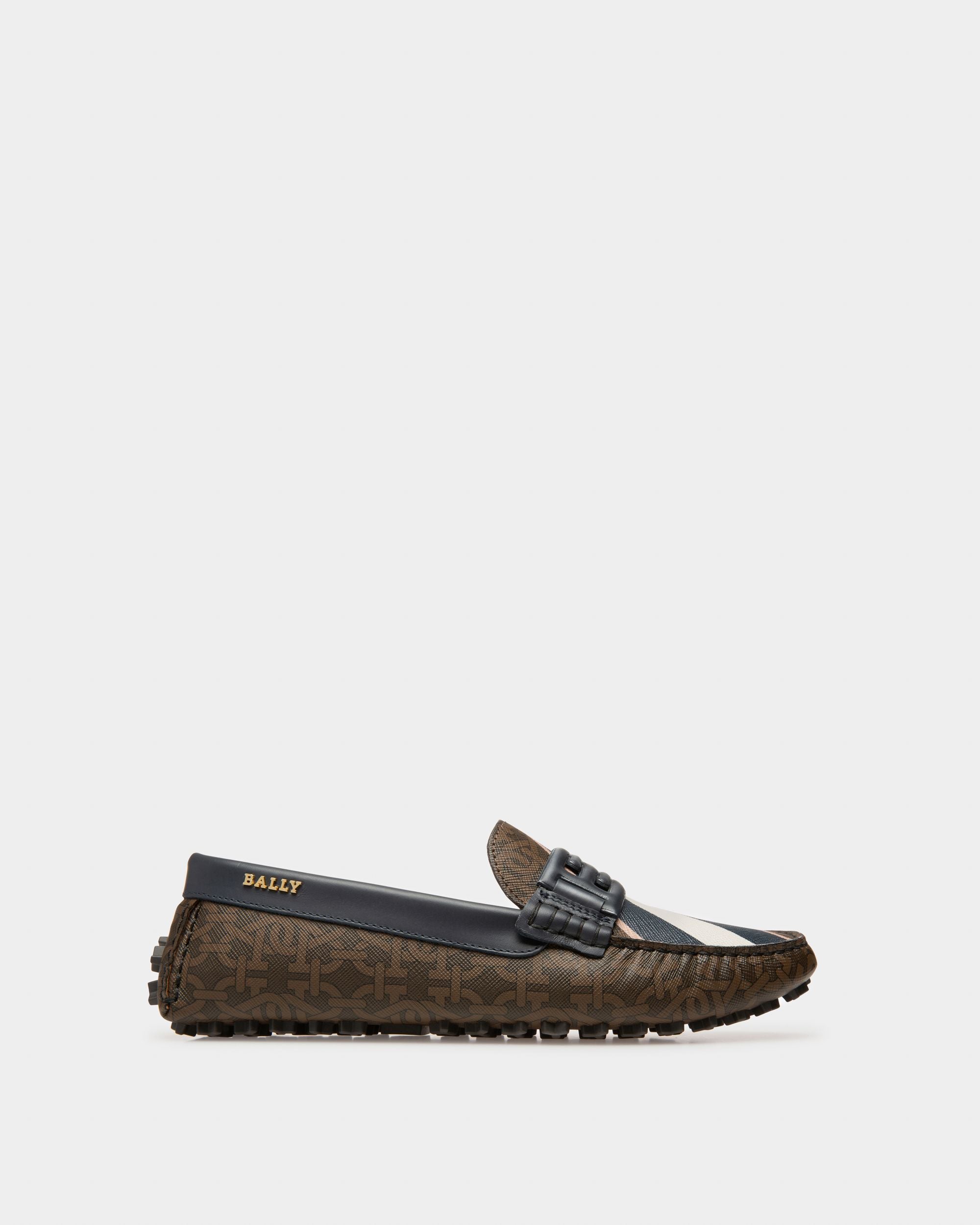 Leyla Driver-Schuh Aus Leder In Braun Und Mitternachtsblau - Damen - Bally - 01