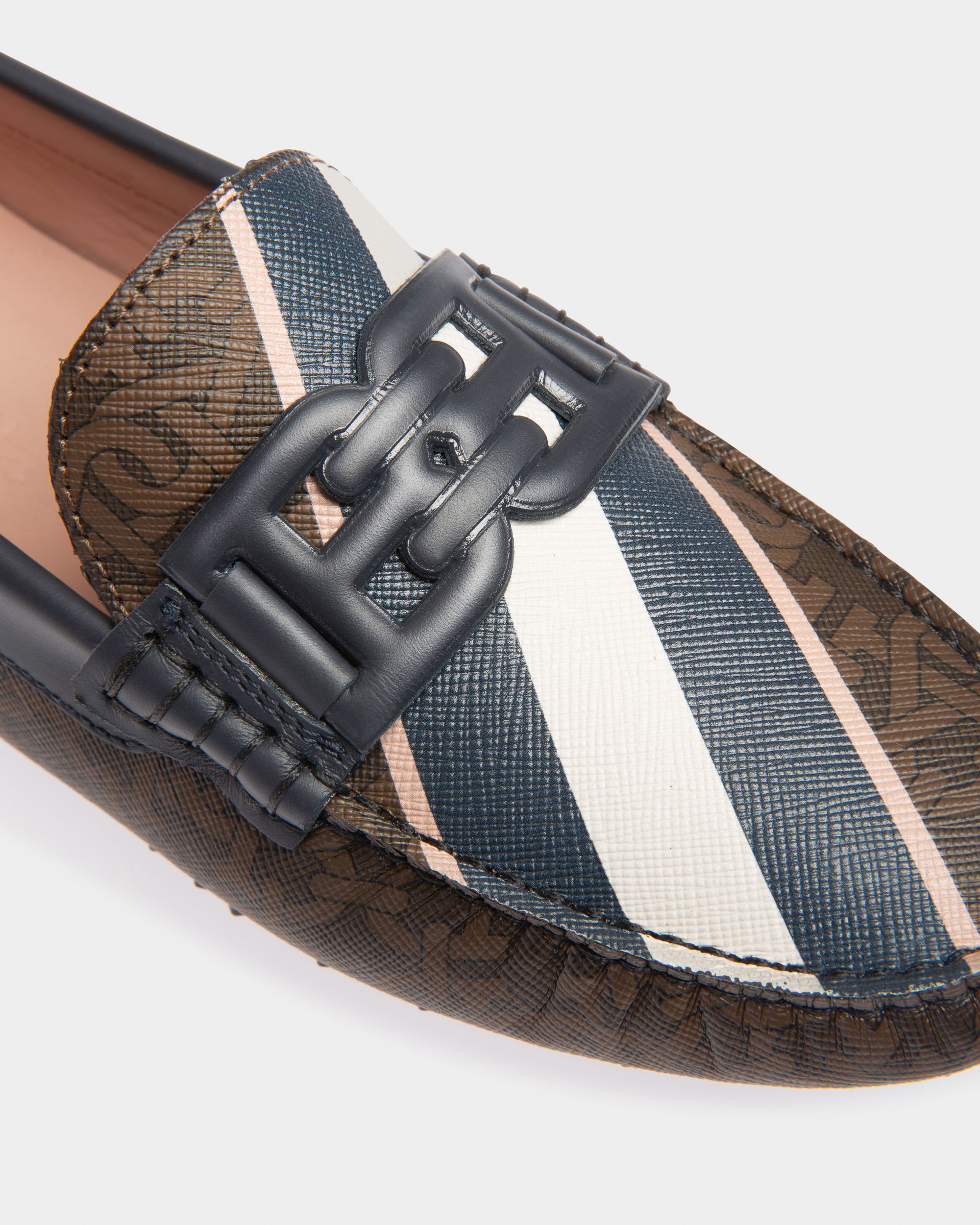 Leyla Driver-Schuh Aus Leder In Braun Und Mitternachtsblau - Damen - Bally - 05